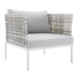 Harmony Sunbrella Basket Weave Outdoor Patio Aluminum Armchair