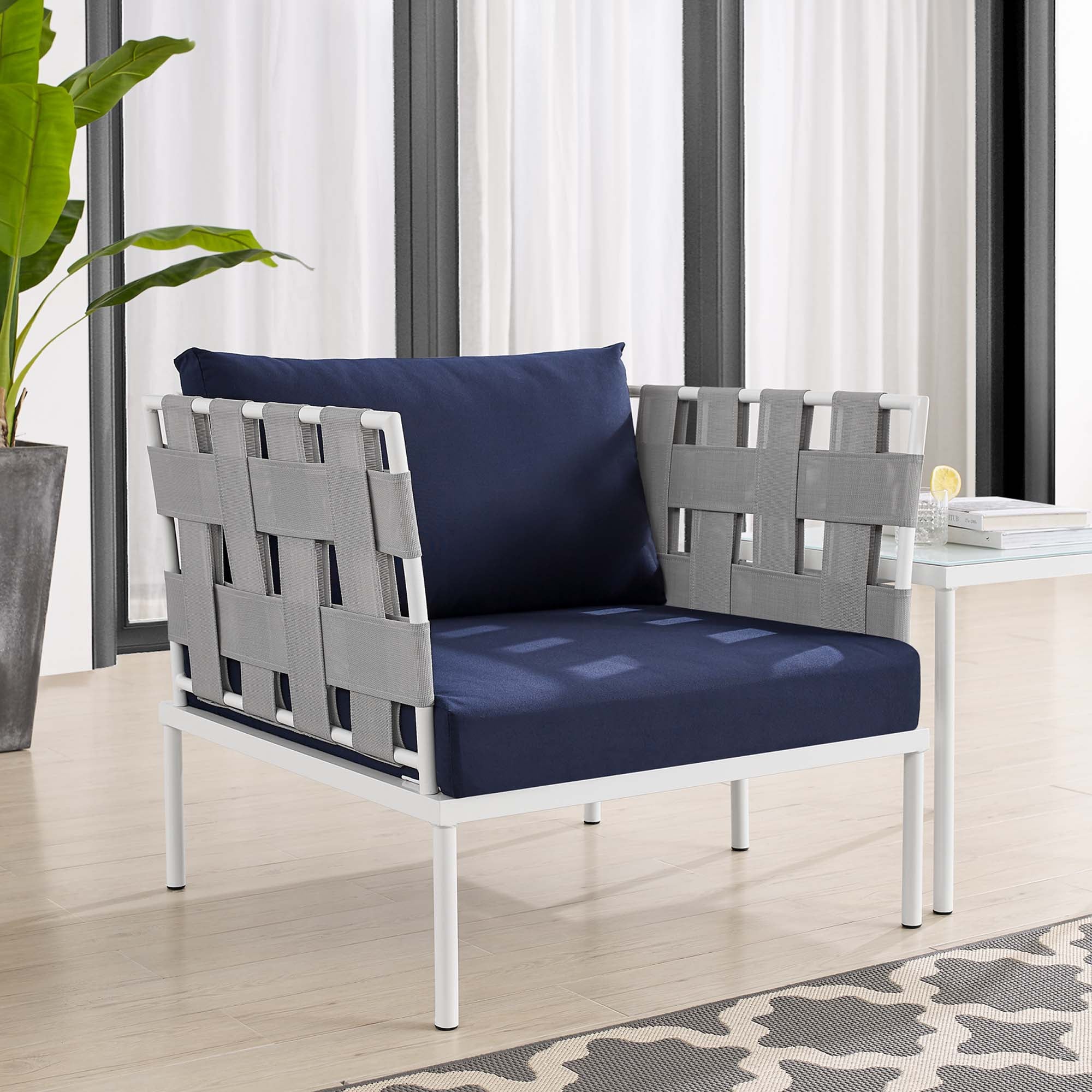 Harmony Sunbrella Outdoor Patio Aluminum Armchair - Image 9