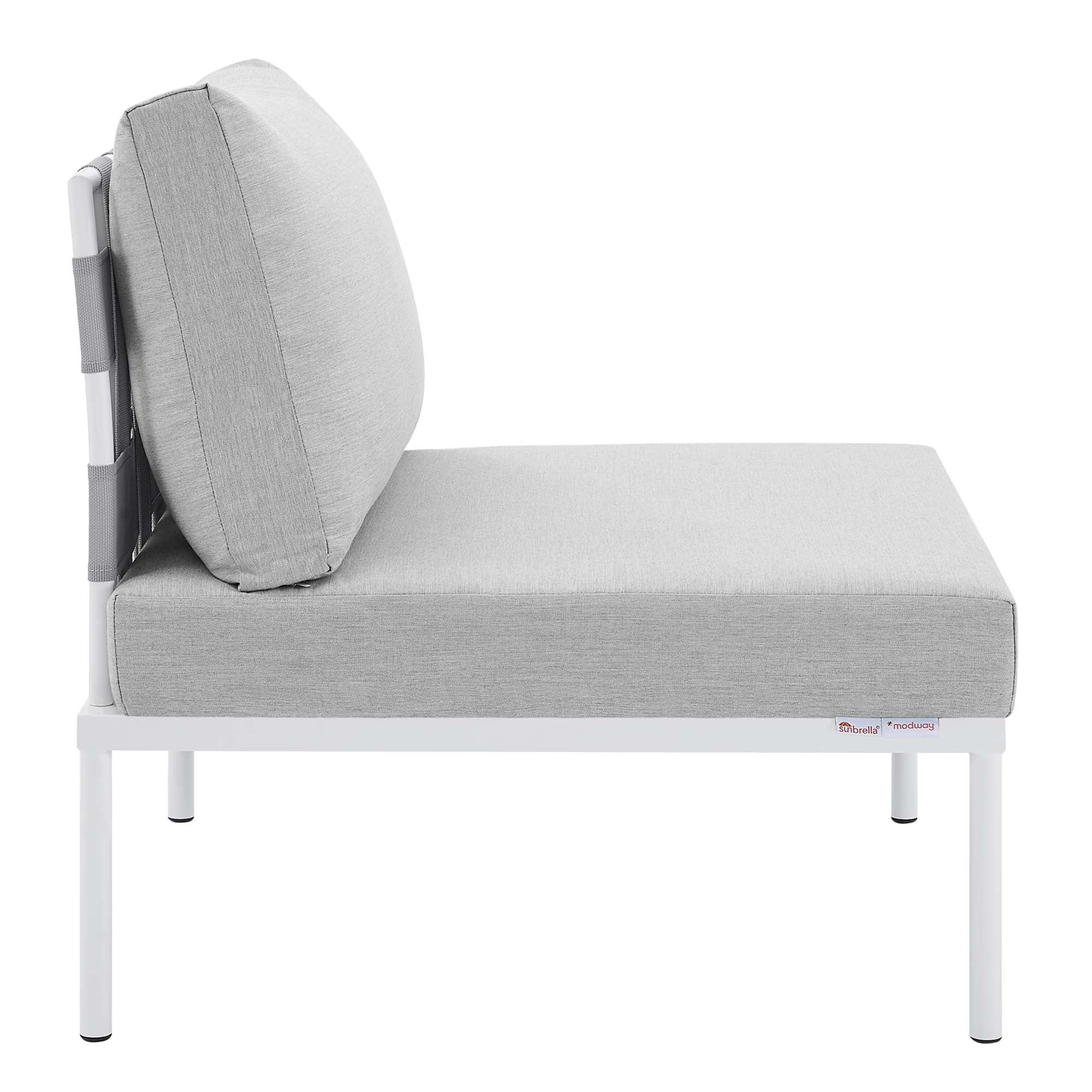 Harmony Sunbrella Outdoor Patio Aluminum Armless Chair - Image 5