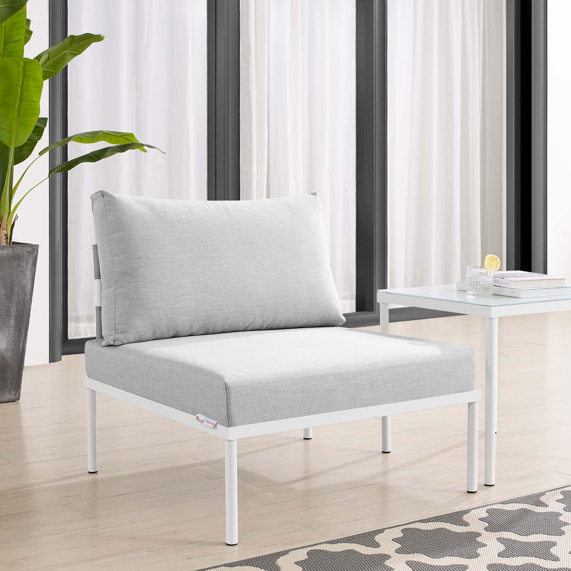 Harmony Sunbrella Outdoor Patio Aluminum Armless Chair - Image 2