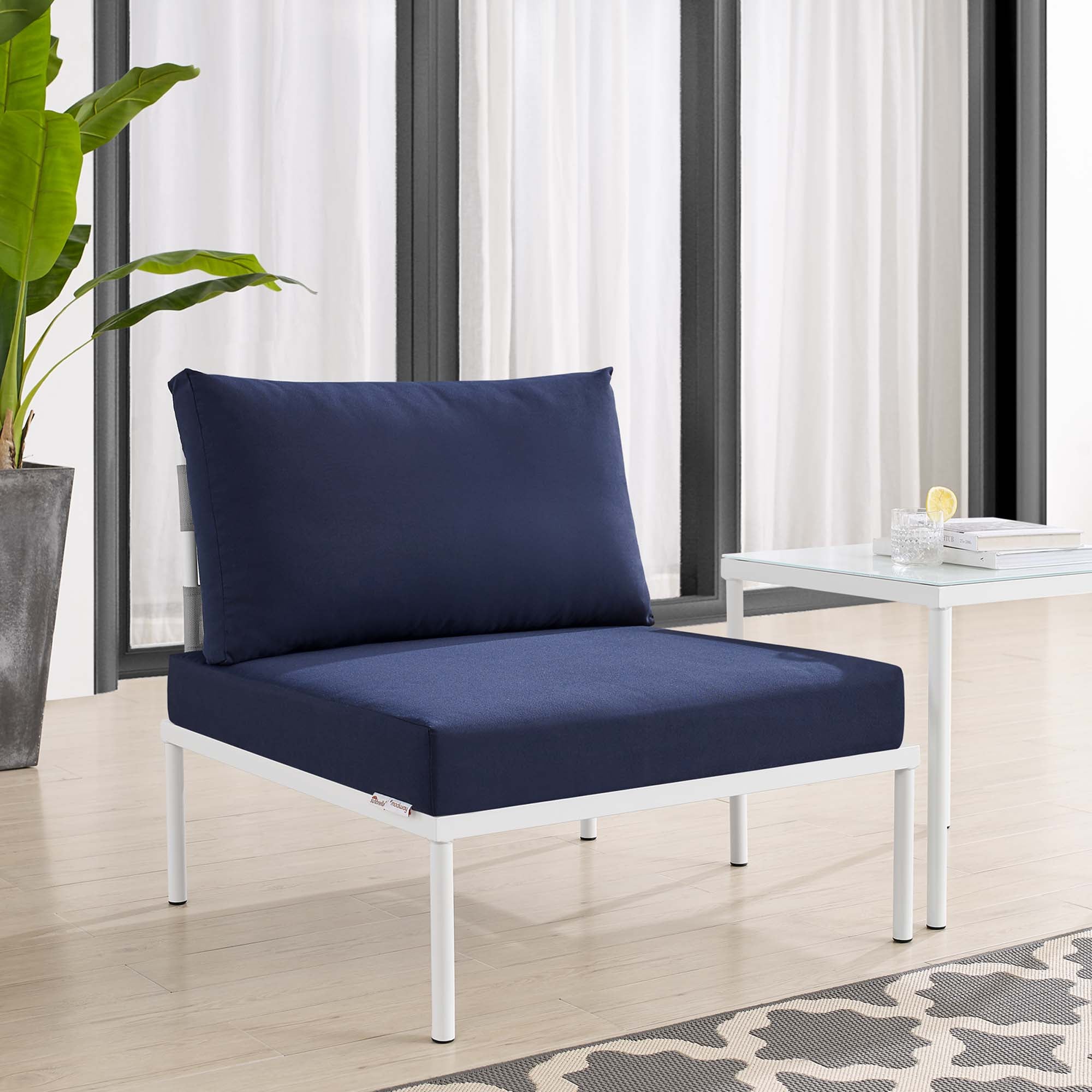Harmony Sunbrella Outdoor Patio Aluminum Armless Chair - Image 9