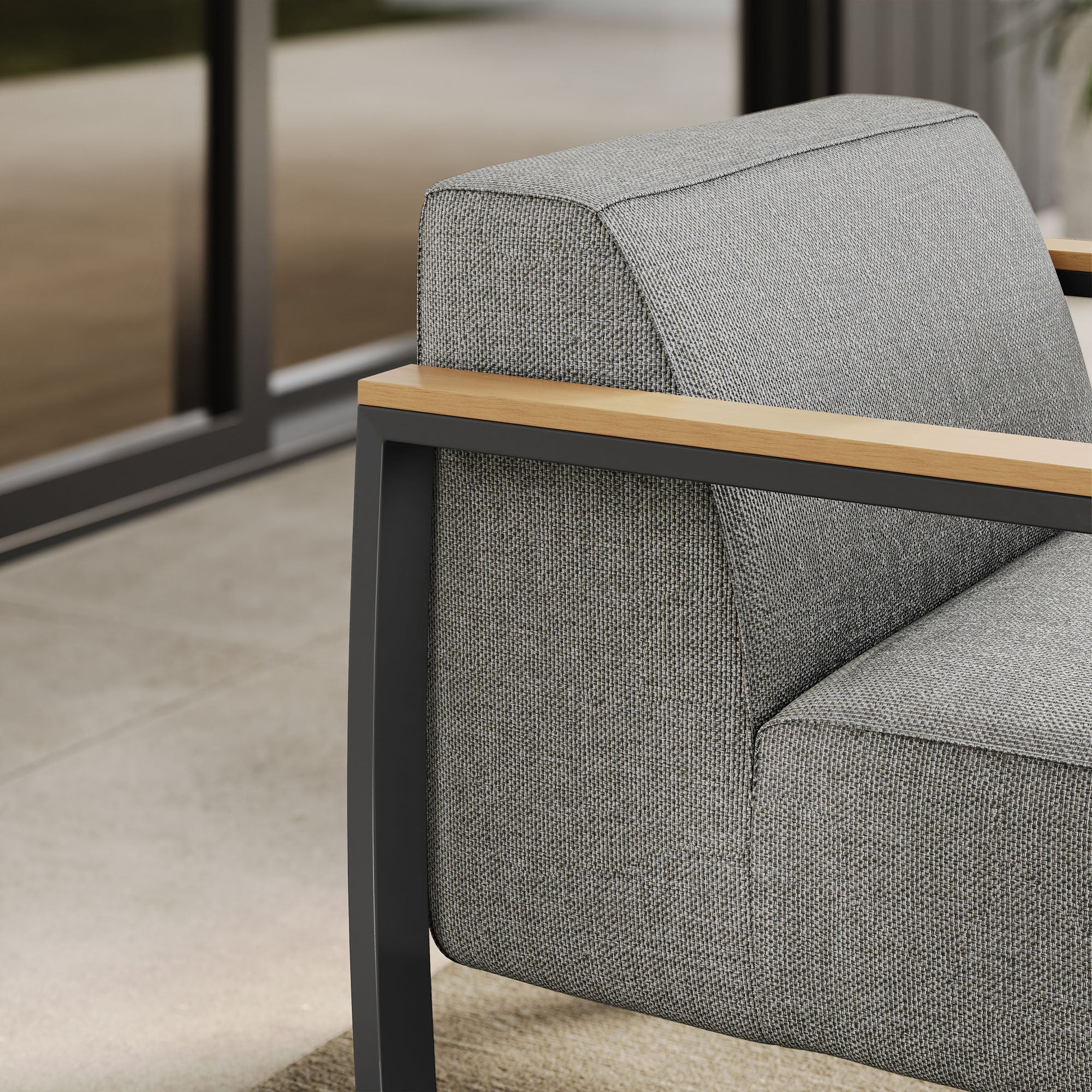 Sauve Outdoor Patio Aluminum and Fabric Armchair - Image 5