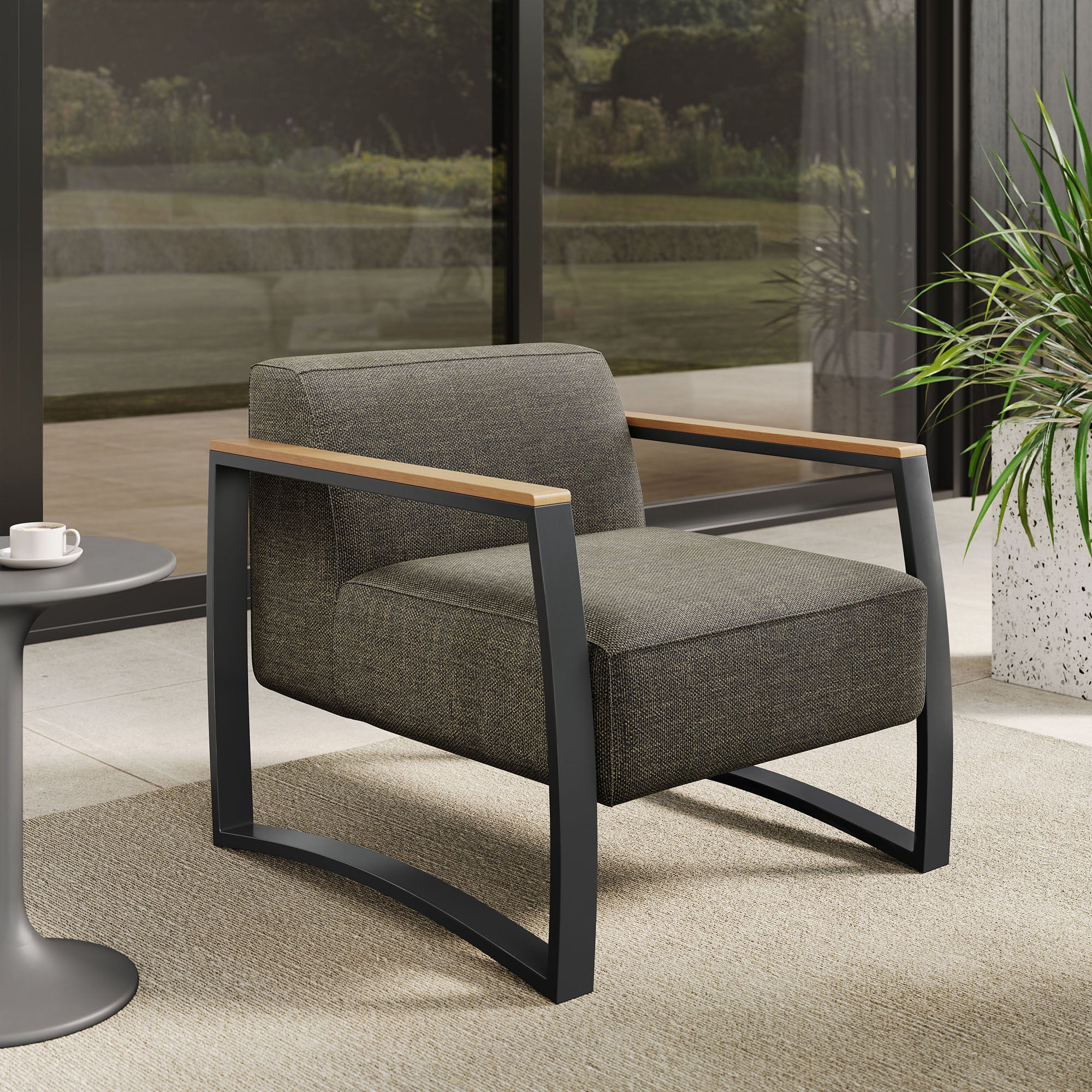 Sauve Outdoor Patio Aluminum and Fabric Armchair - Image 10