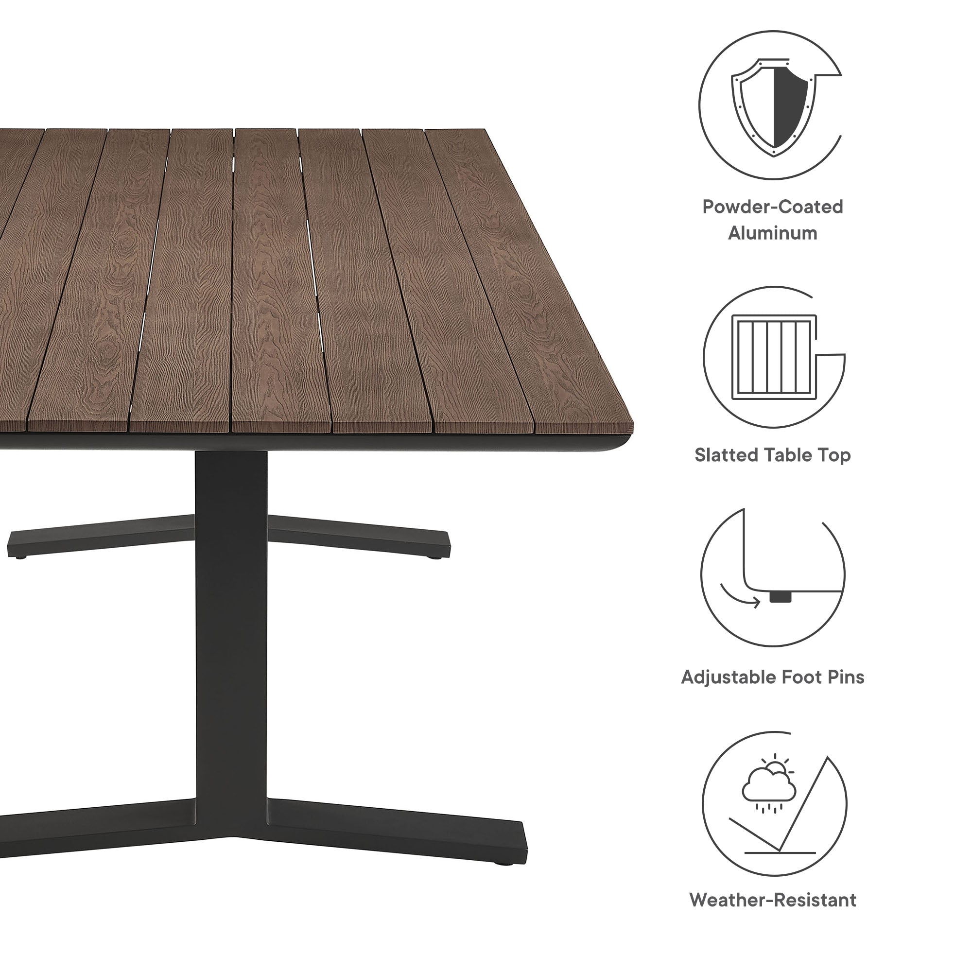 Gavelston 91" Outdoor Patio Aluminum Dining Table - Image 3