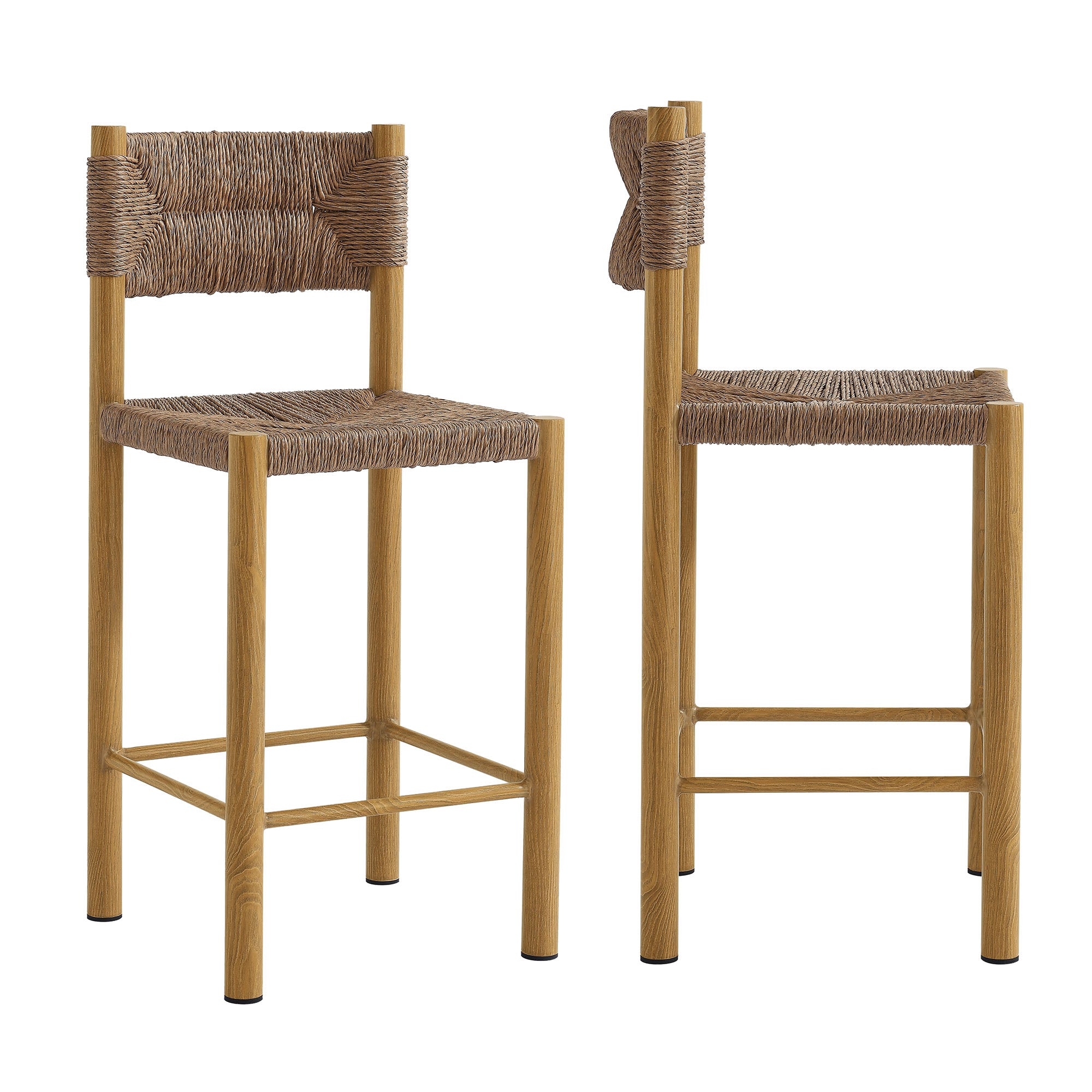 Parkland Outdoor Patio Rattan and Aluminum Counter Stools Set of 2 - Image 3