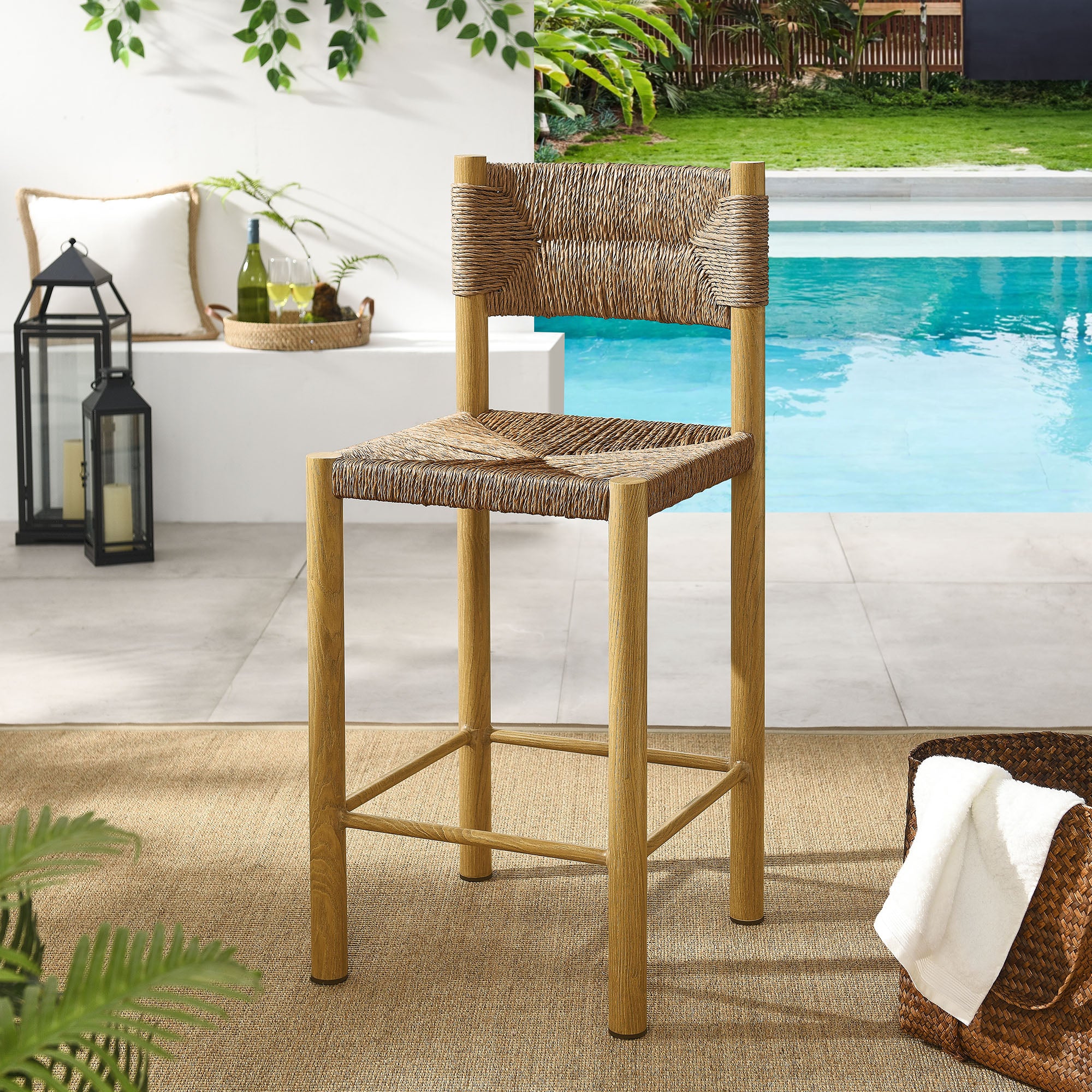 Parkland Outdoor Patio Rattan and Aluminum Counter Stools Set of 2 - Image 6