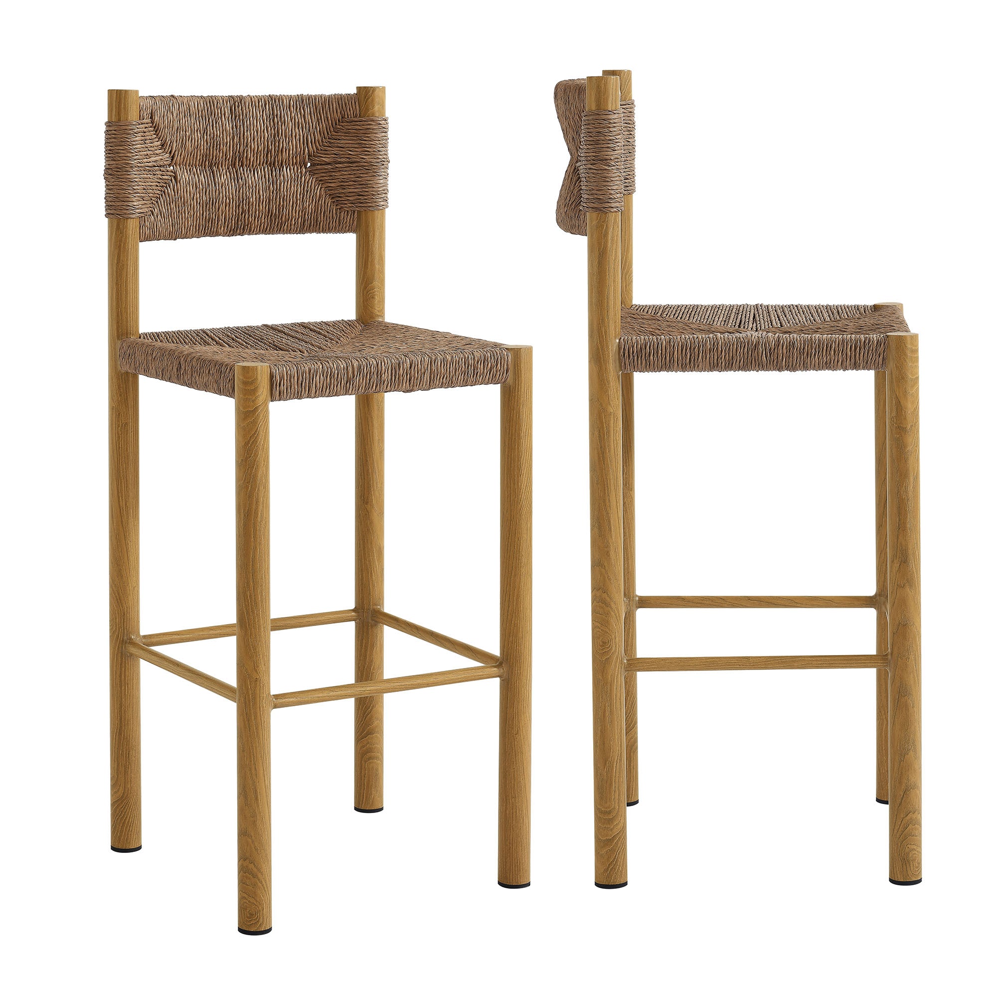Parkland Outdoor Patio Rattan and Aluminum Bar Stools Set of 2 - Image 3