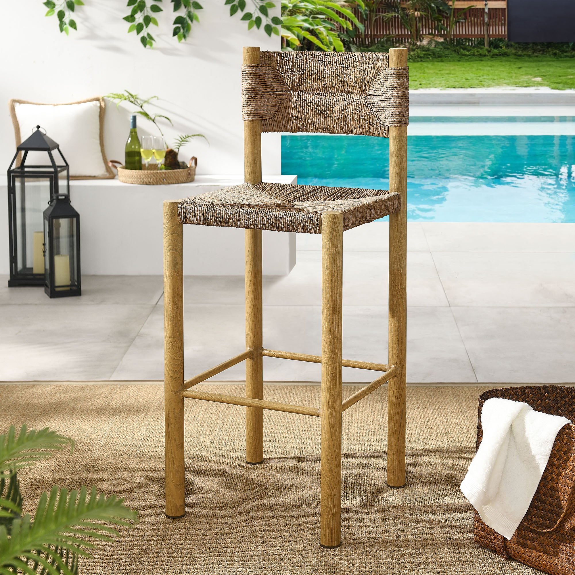 Parkland Outdoor Patio Rattan and Aluminum Bar Stools Set of 2 - Image 6