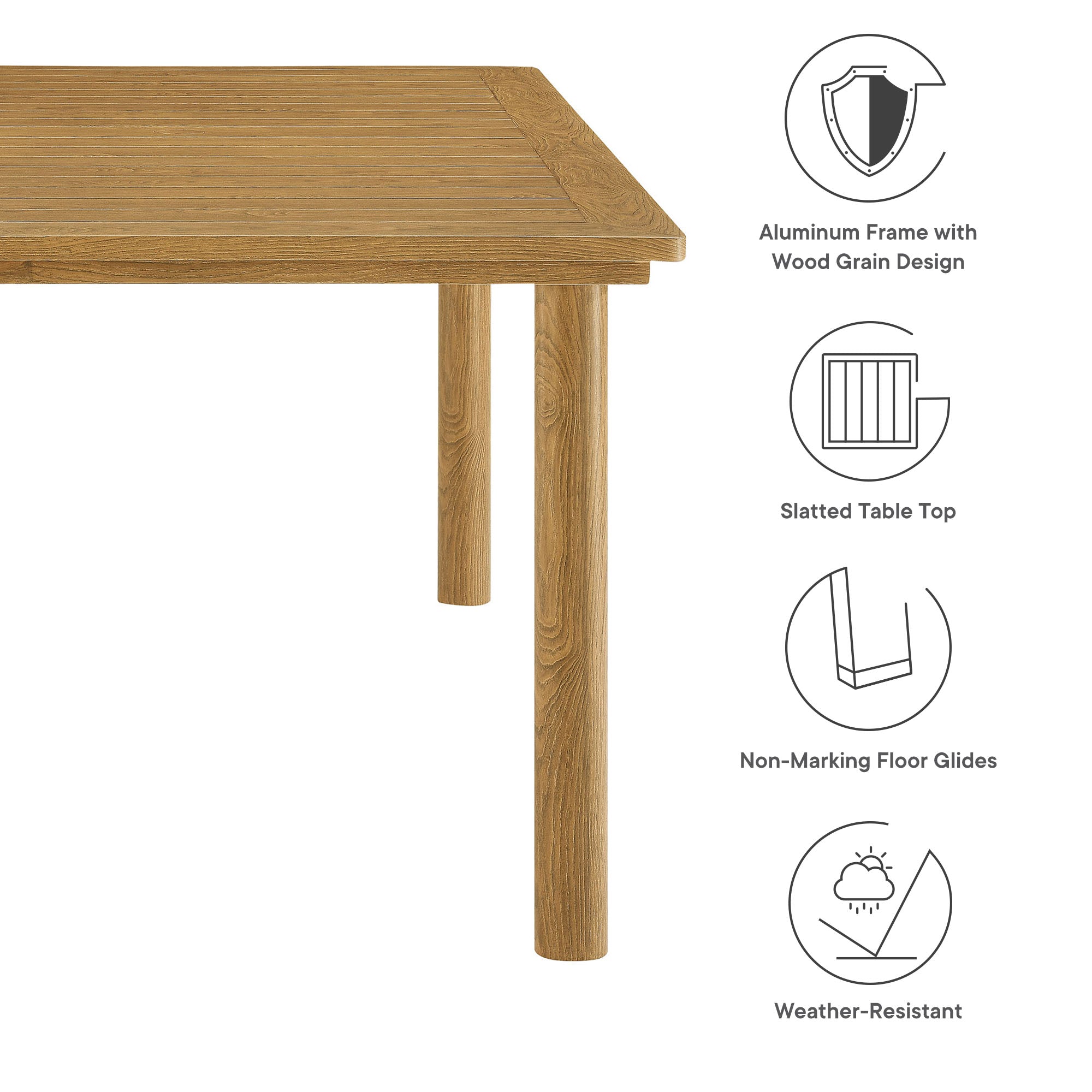 Parkland 76" Outdoor Patio Aluminum Dining Table - Image 3