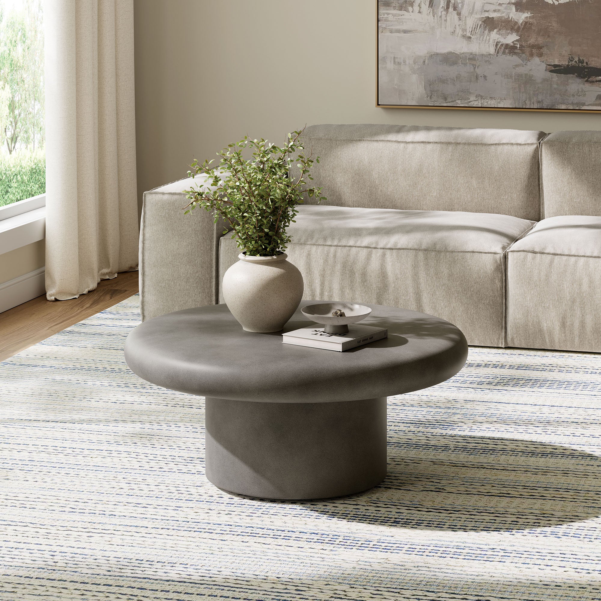 Argos Indoor - Outdoor Patio Concrete Round Coffee Table - Image 2