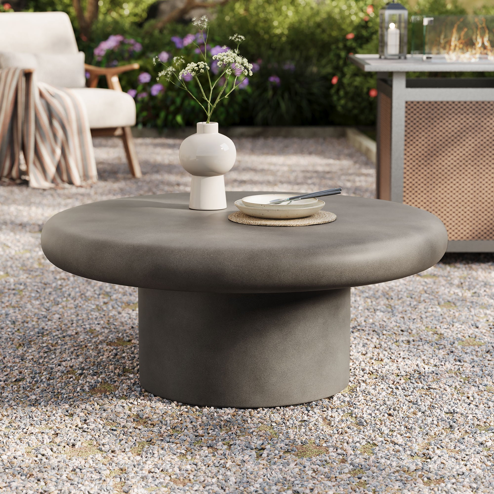Argos Indoor - Outdoor Patio Concrete Round Coffee Table - Image 5
