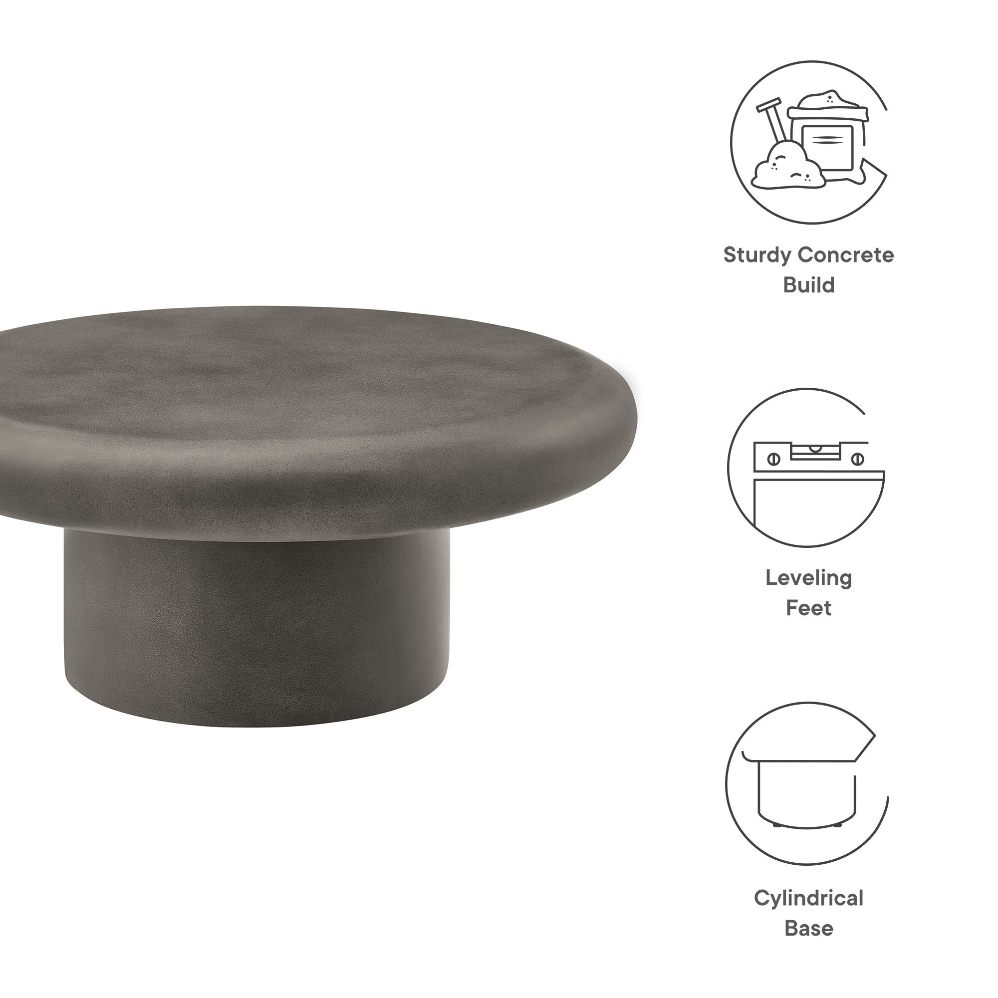 Argos Indoor - Outdoor Patio Concrete Round Coffee Table - Image 3