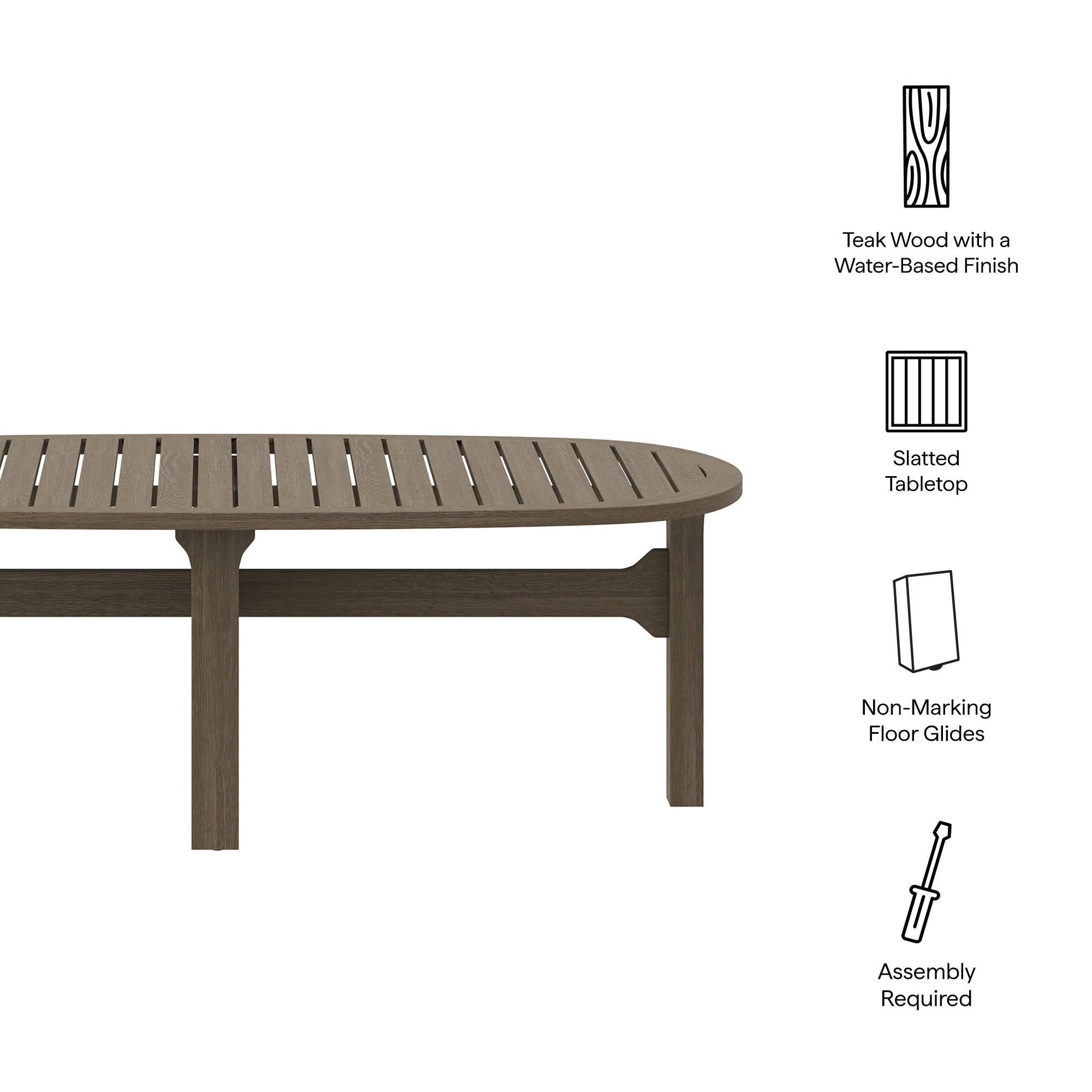 Saratoga Oval Outdoor Patio Teak Wood Coffee Table - Image 3