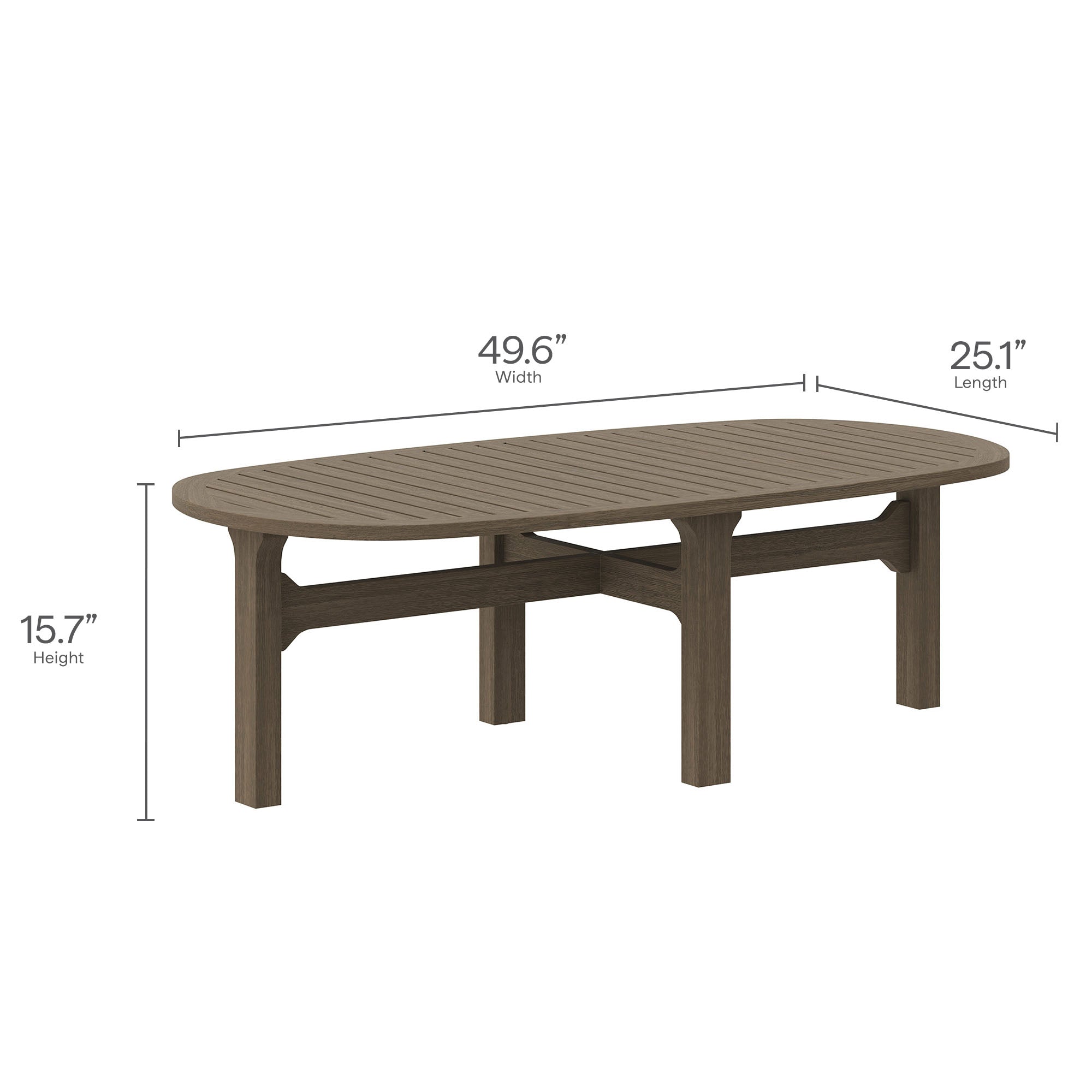 Saratoga Oval Outdoor Patio Teak Wood Coffee Table - Image 4