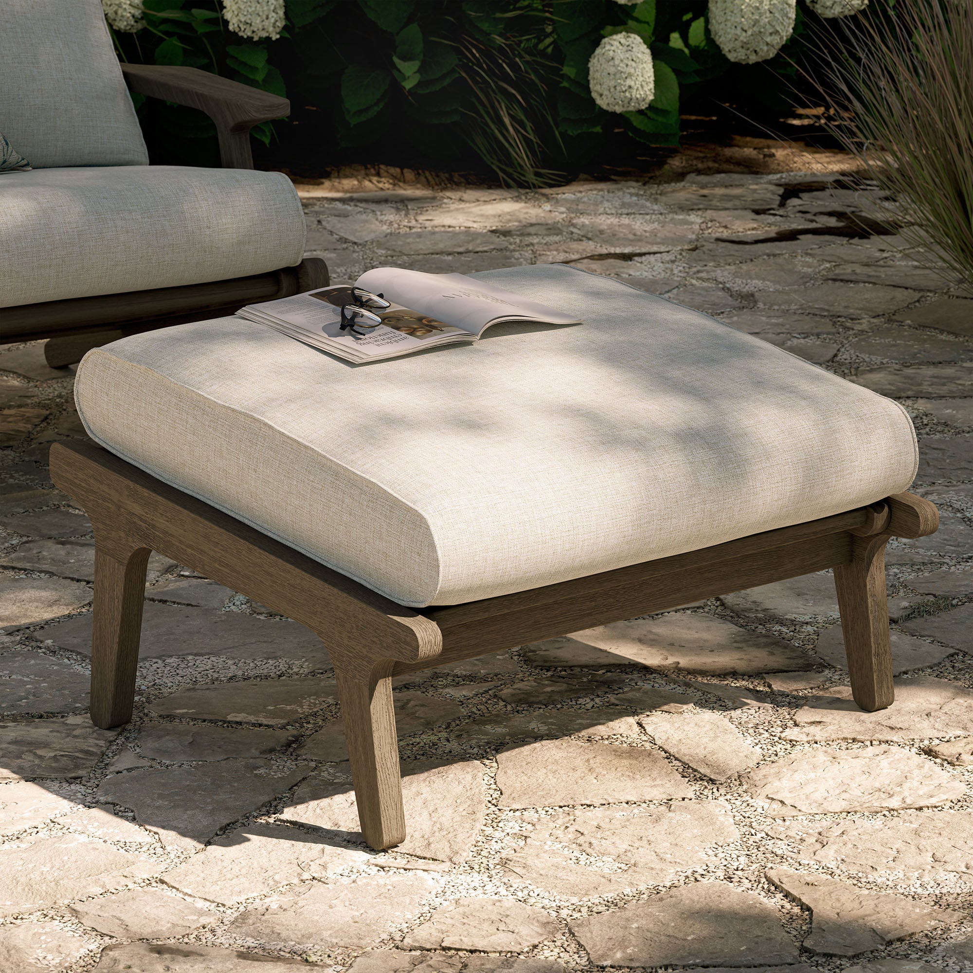 Saratoga Outdoor Teak Ottoman - Image 9
