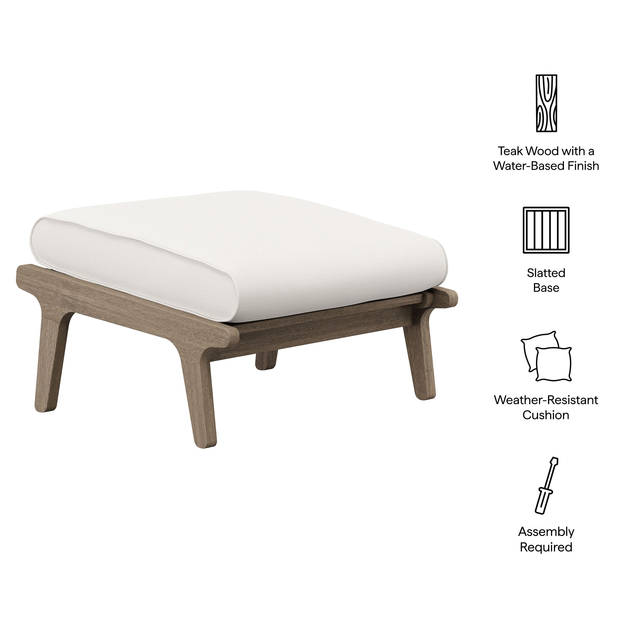 Saratoga Outdoor Teak Ottoman - Image 3