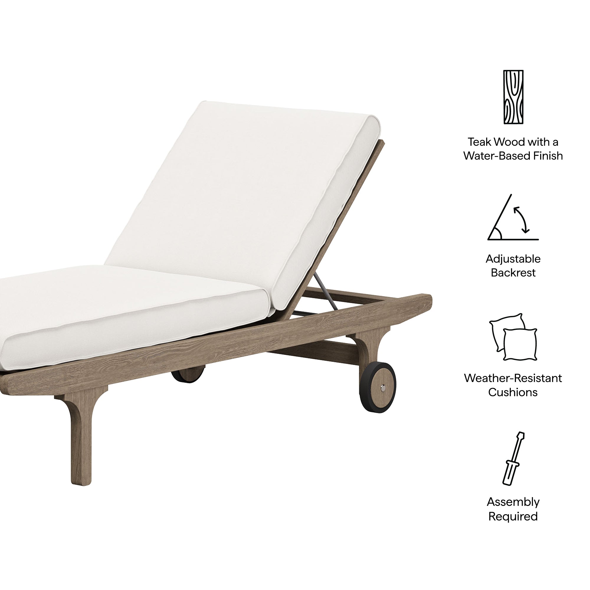 Saratoga Outdoor Teak Chaise Lounge Chair - Image 3
