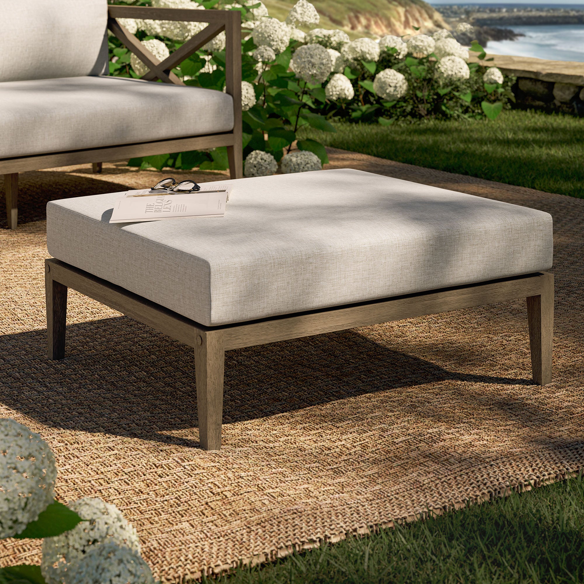 Northlake Outdoor Teak Ottoman - Image 9
