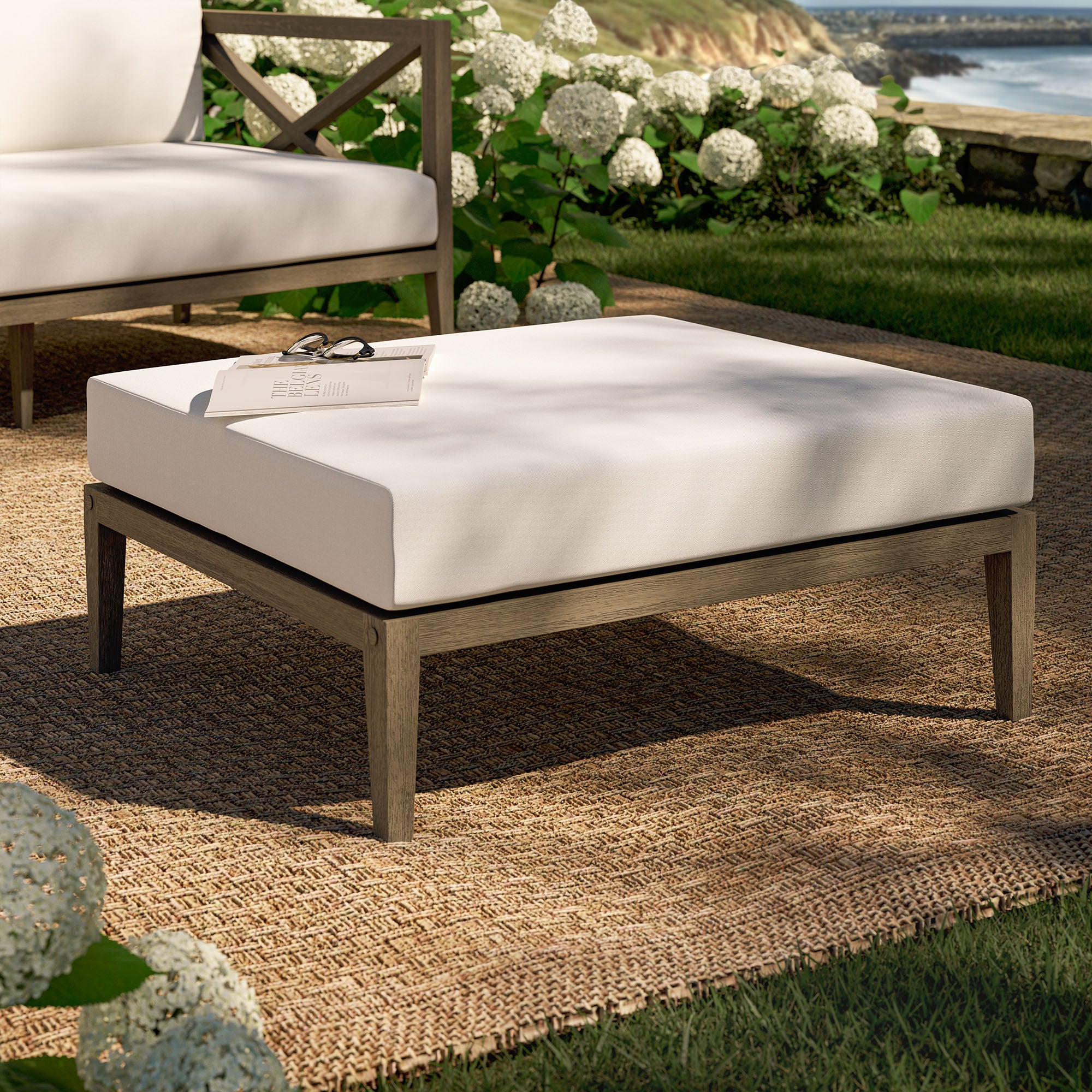Northlake Outdoor Teak Ottoman - Image 2
