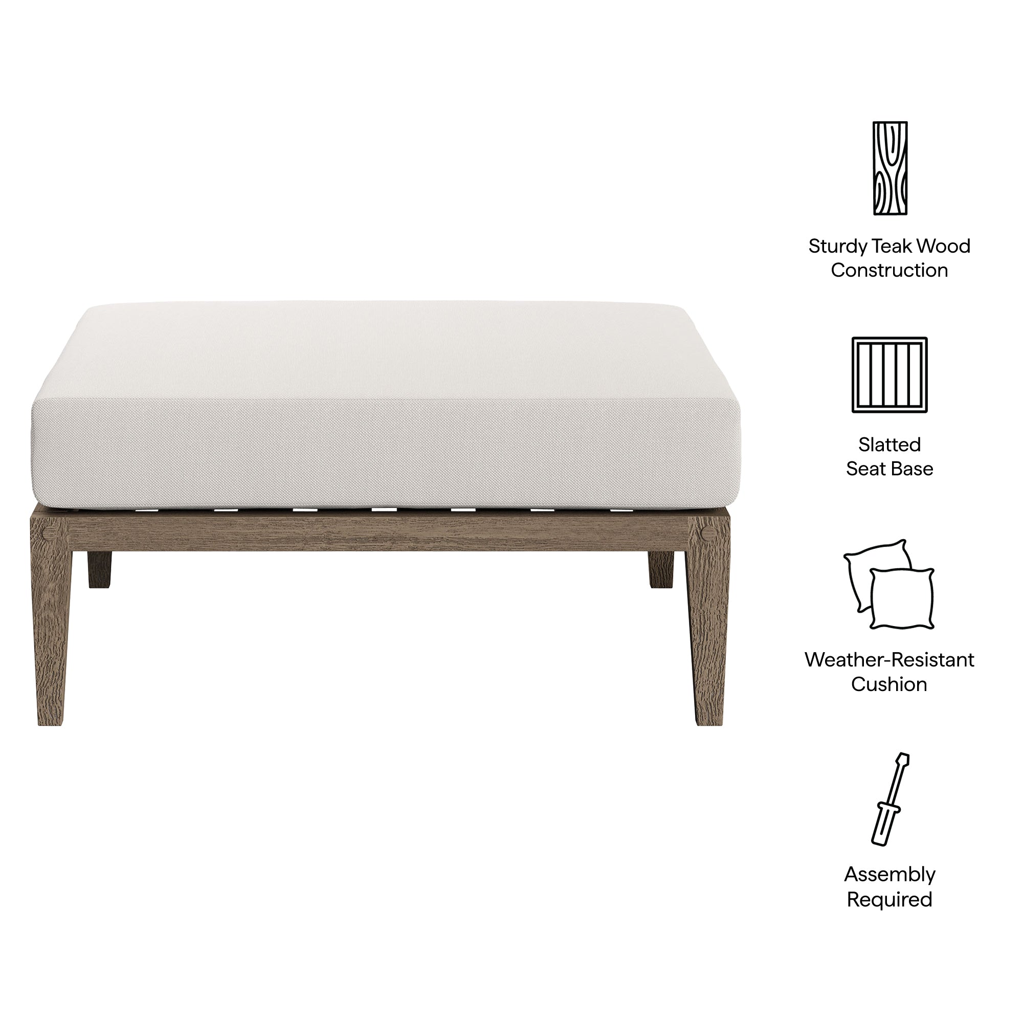 Northlake Outdoor Teak Ottoman - Image 3