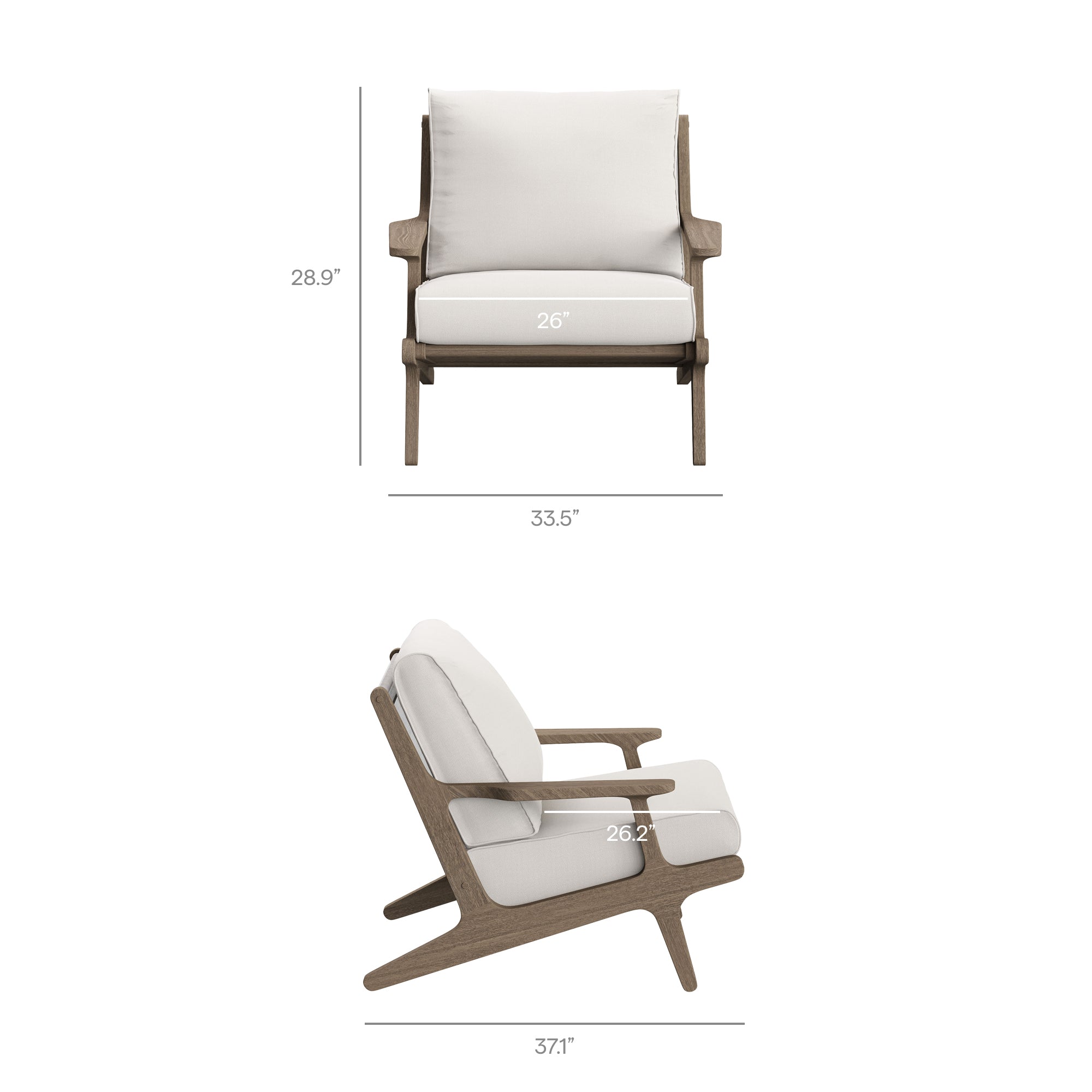 Saratoga Outdoor Teak Wood Chair and Ottoman Set - Image 4
