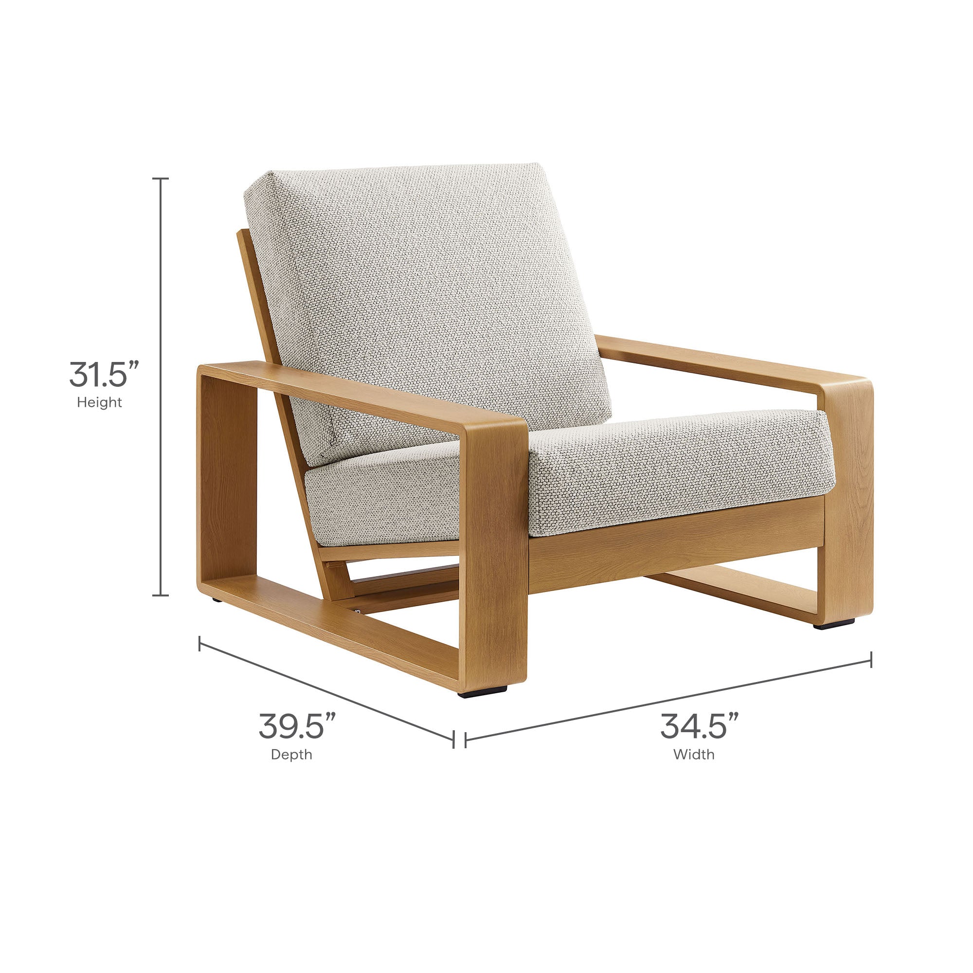 Lirienne Outdoor Patio Aluminum Faux Wood Armchair - Image 4