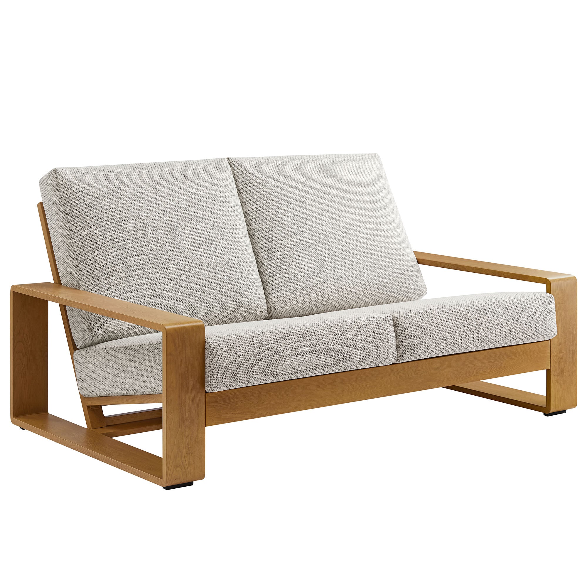 Lirienne Outdoor Patio Aluminum Faux Wood Loveseat