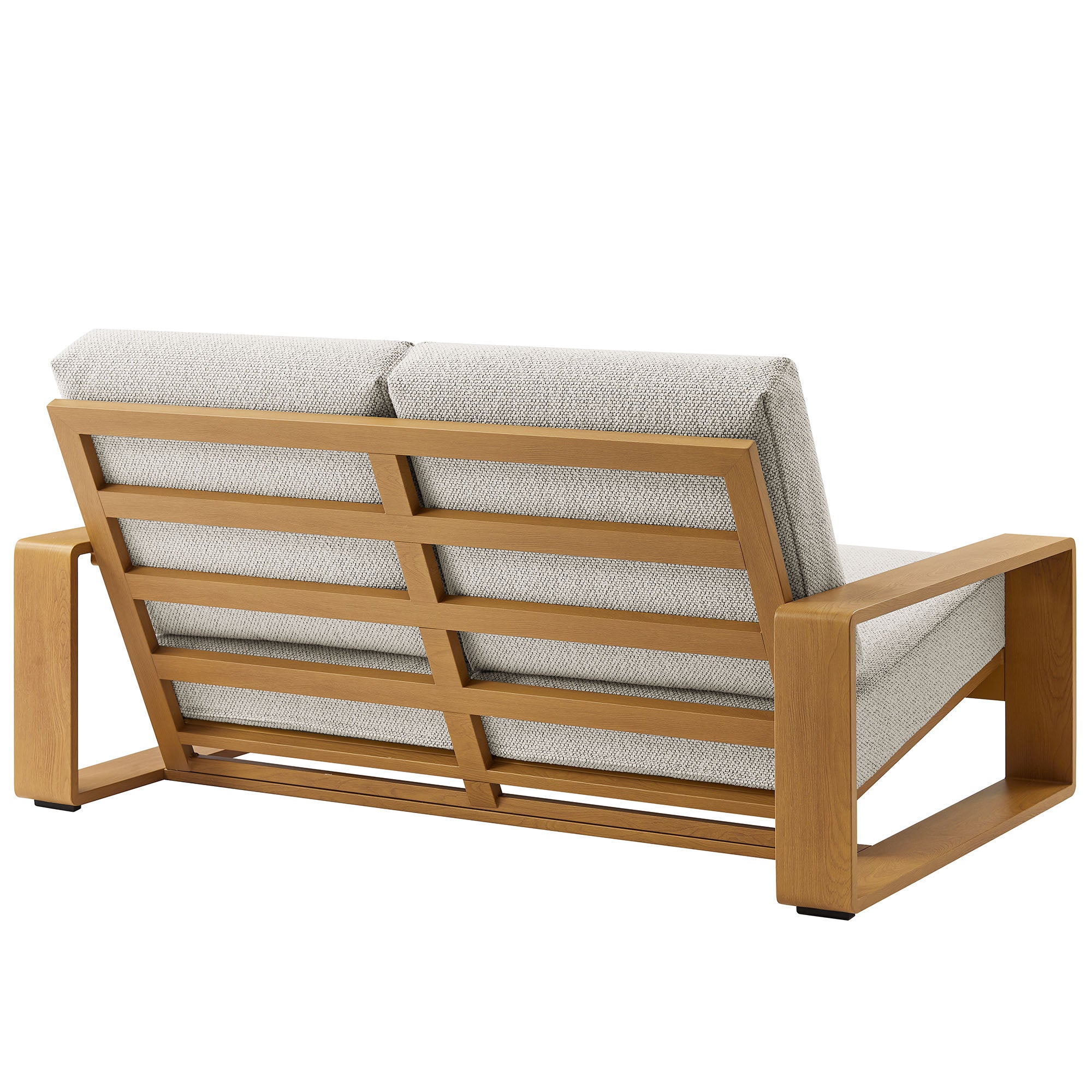 Lirienne Outdoor Patio Aluminum Faux Wood Loveseat - Image 7