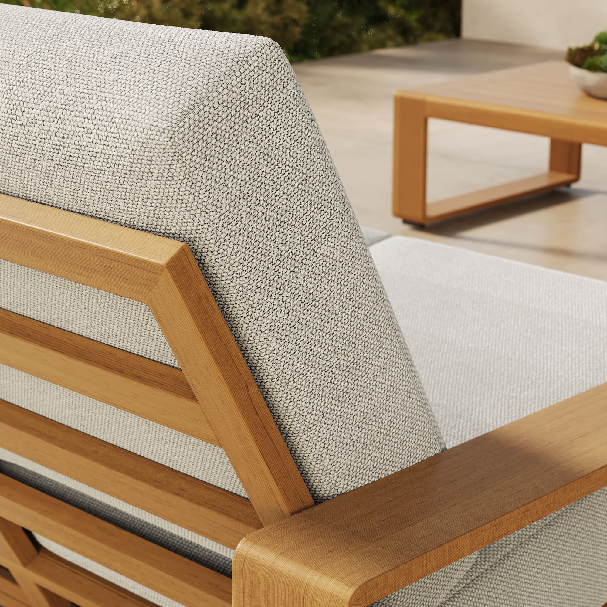Lirienne Outdoor Patio Aluminum Faux Wood Loveseat - Image 5