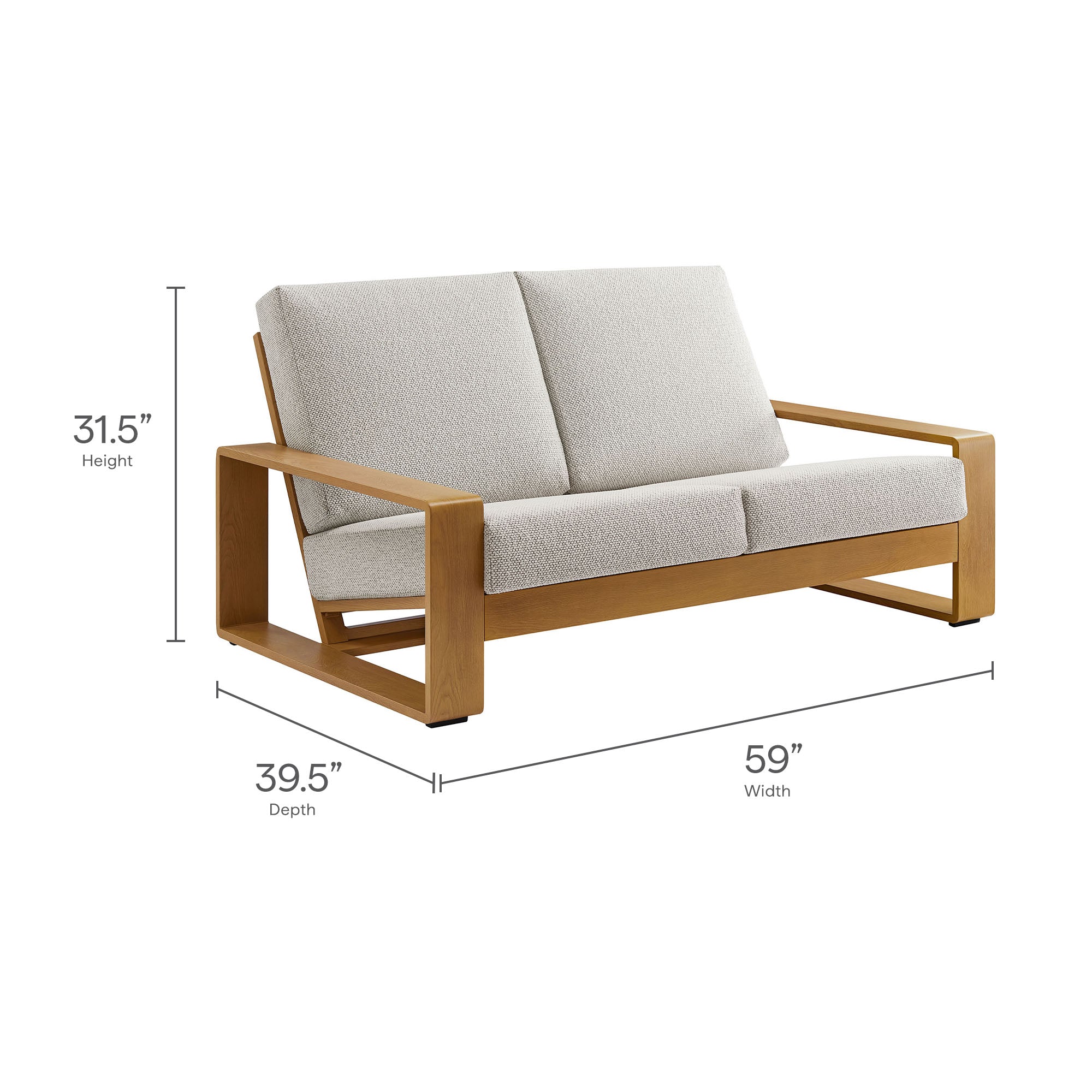 Lirienne Outdoor Patio Aluminum Faux Wood Loveseat - Image 4