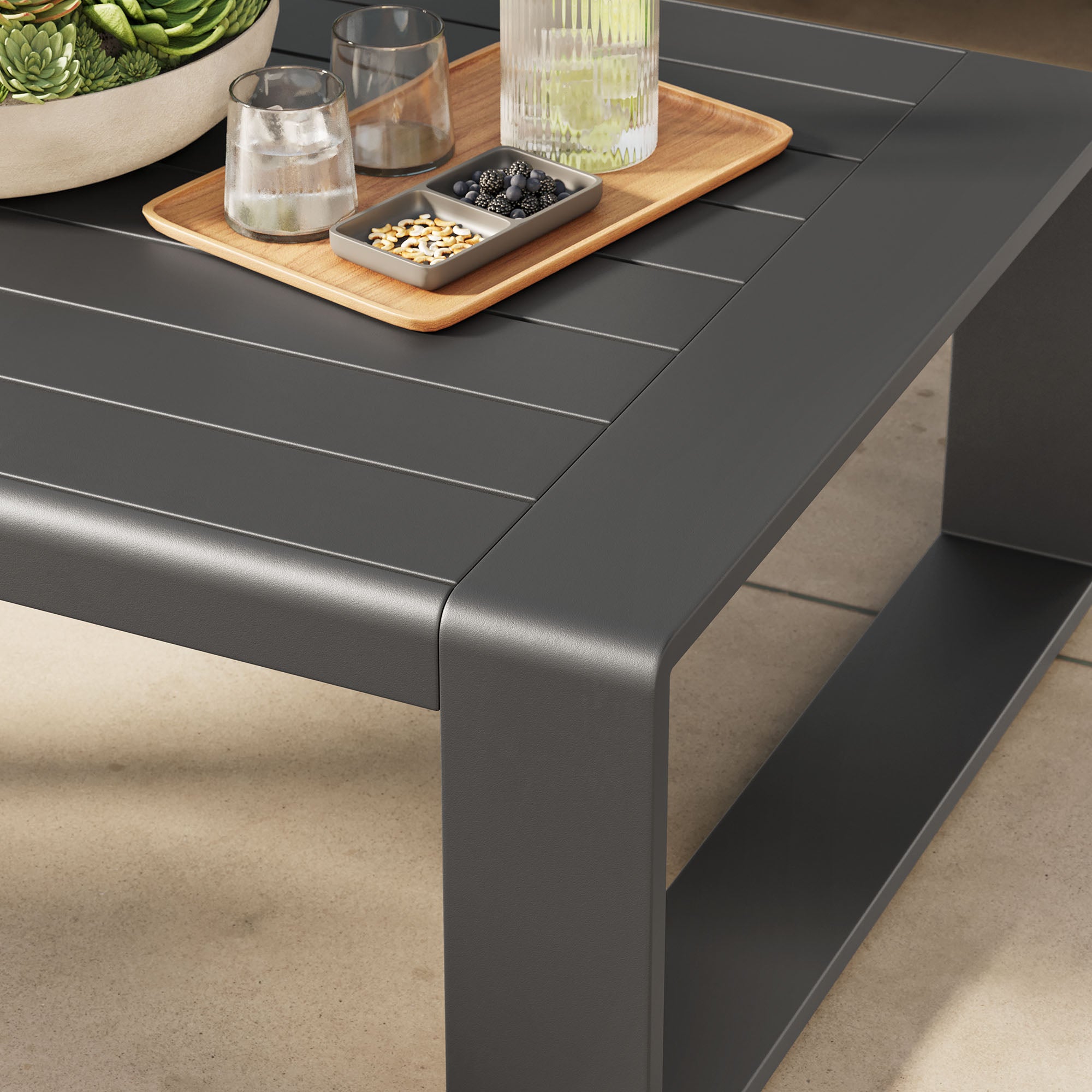Lirienne Outdoor Patio Aluminum Coffee Table - Image 5