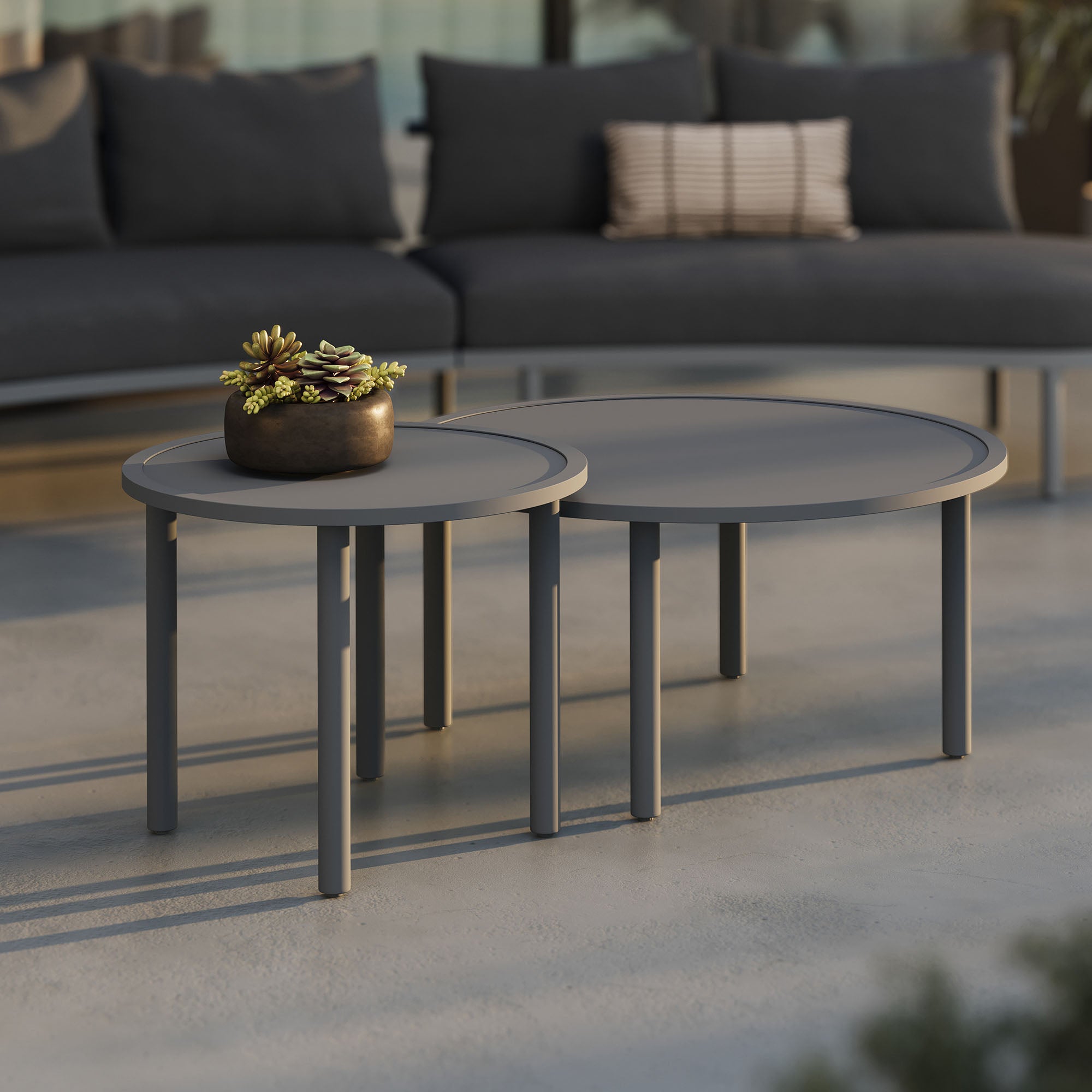 Porta 2 Piece Nesting Outdoor Aluminum Coffee Table Set - Image 9