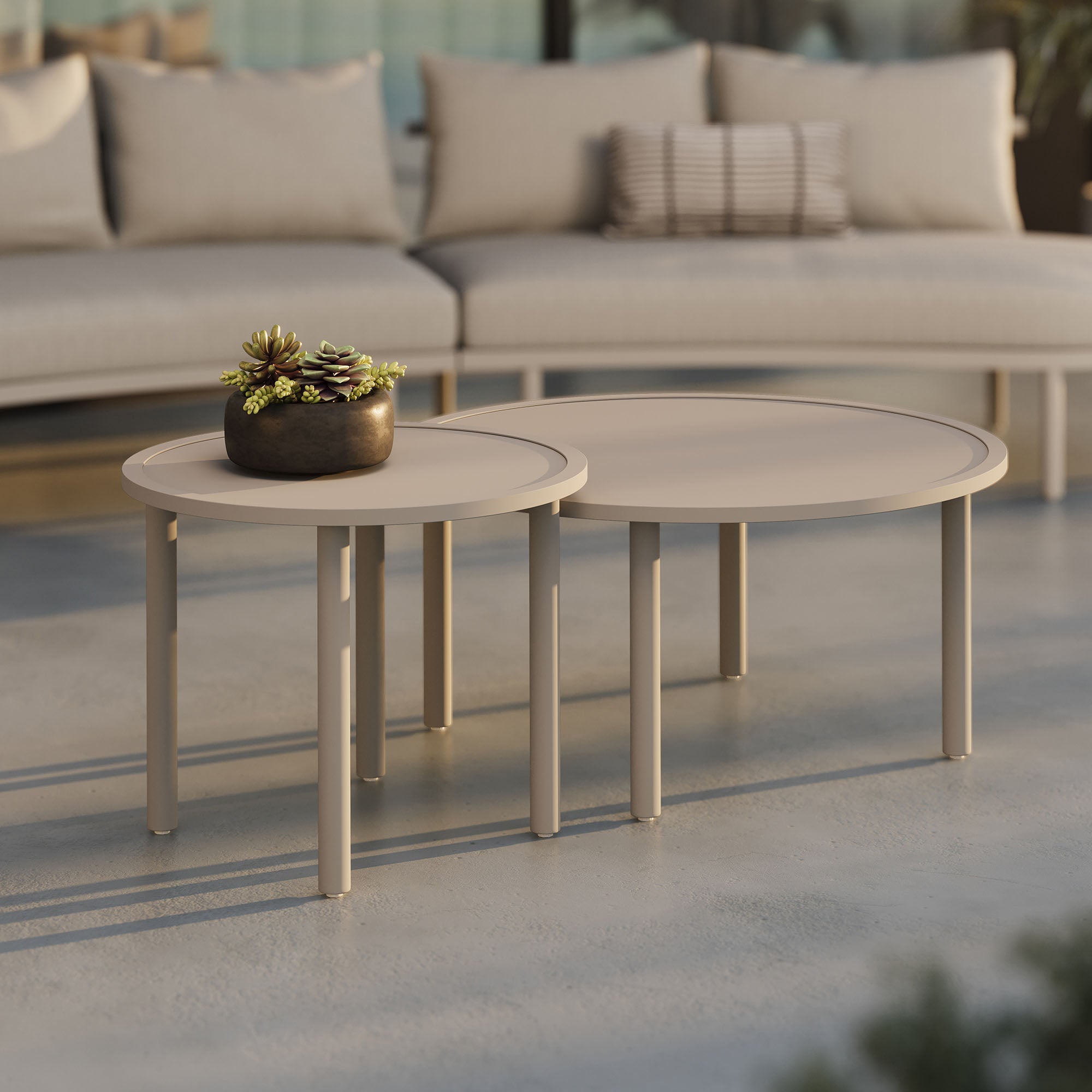 Porta 2 Piece Nesting Outdoor Aluminum Coffee Table Set - Image 2