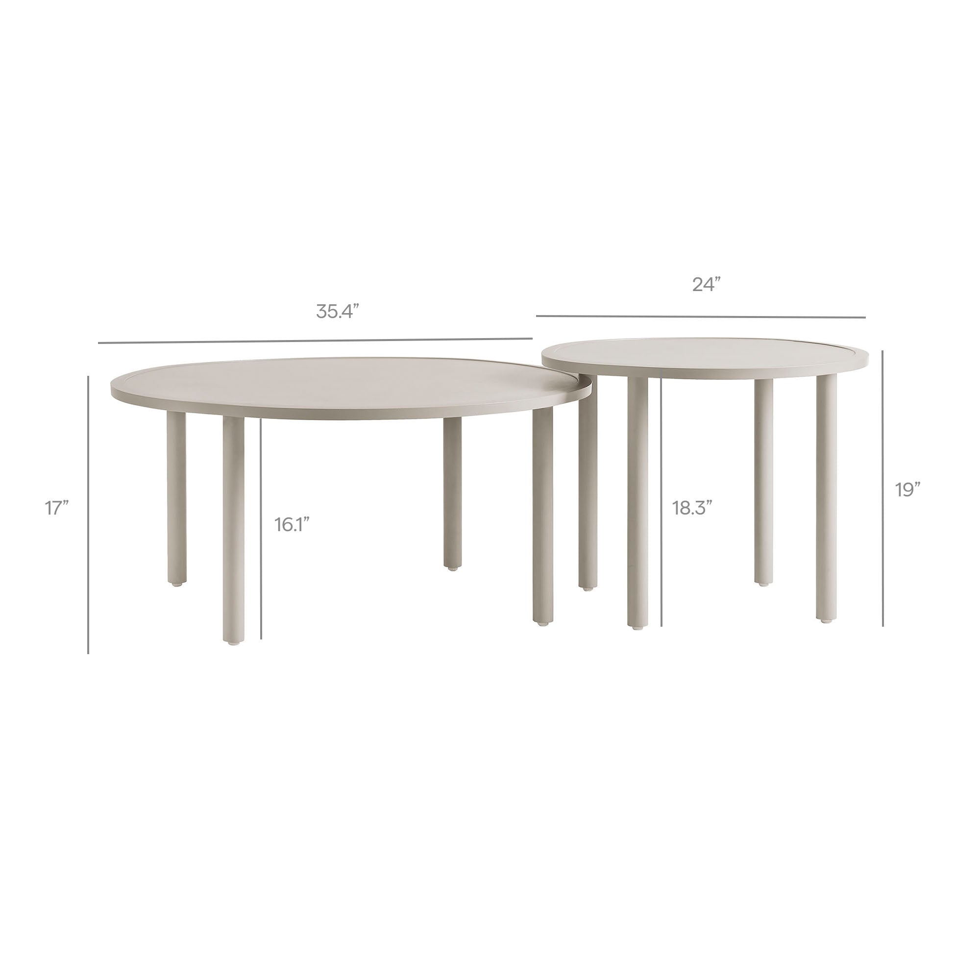 Porta 2 Piece Nesting Outdoor Aluminum Coffee Table Set - Image 4