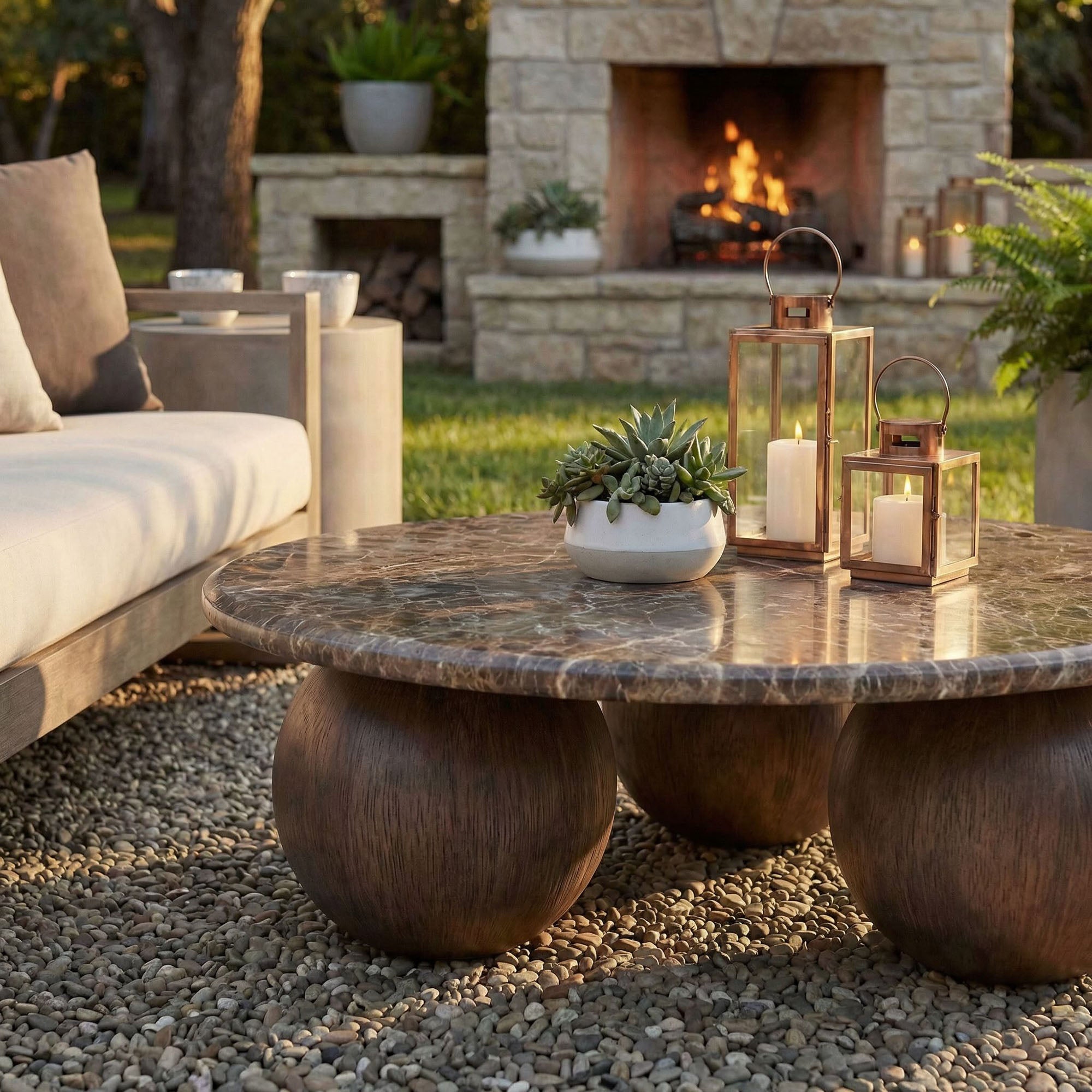 Pietra Indoor Outdoor Round Coffee Table - Image 6