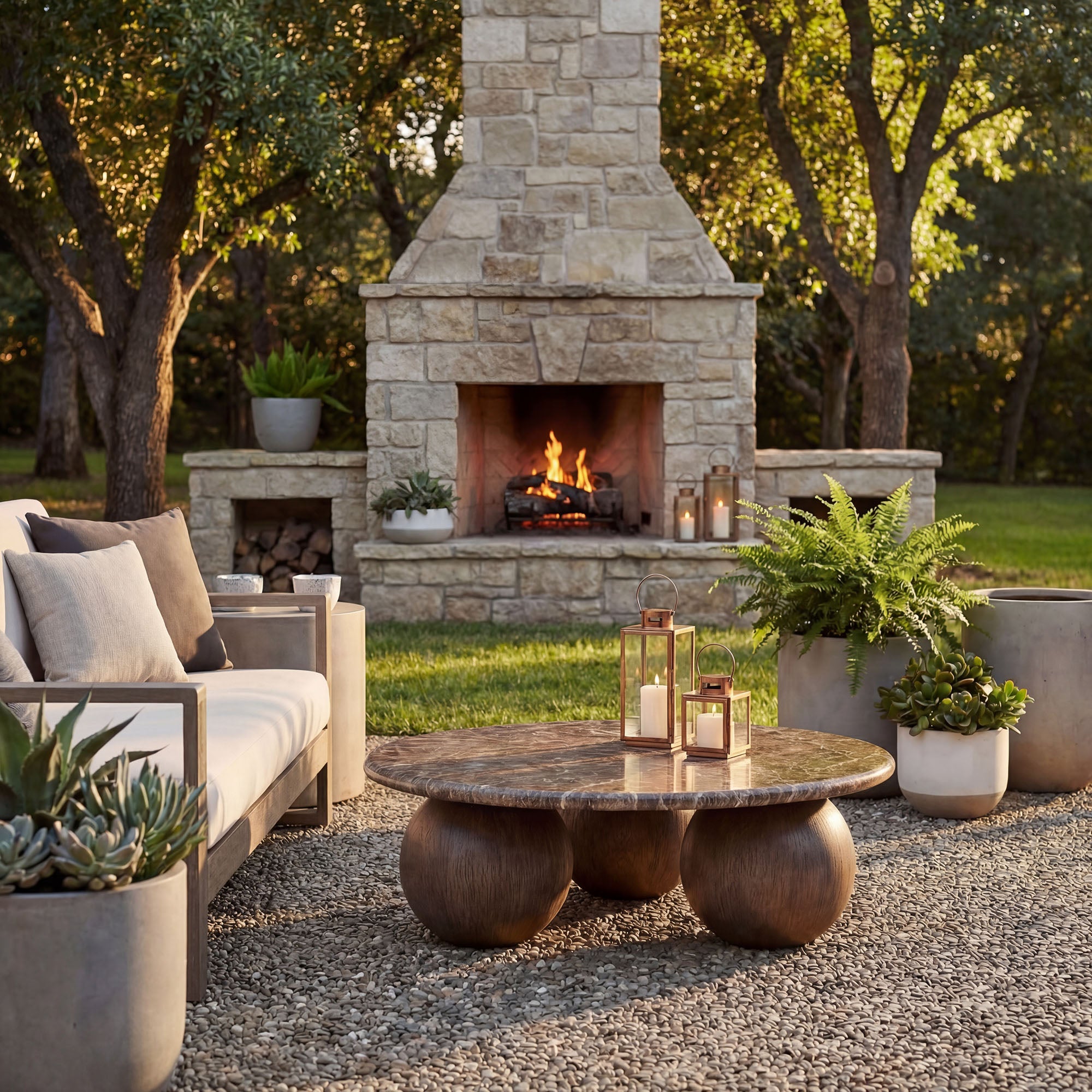 Pietra Indoor Outdoor Round Coffee Table - Image 2