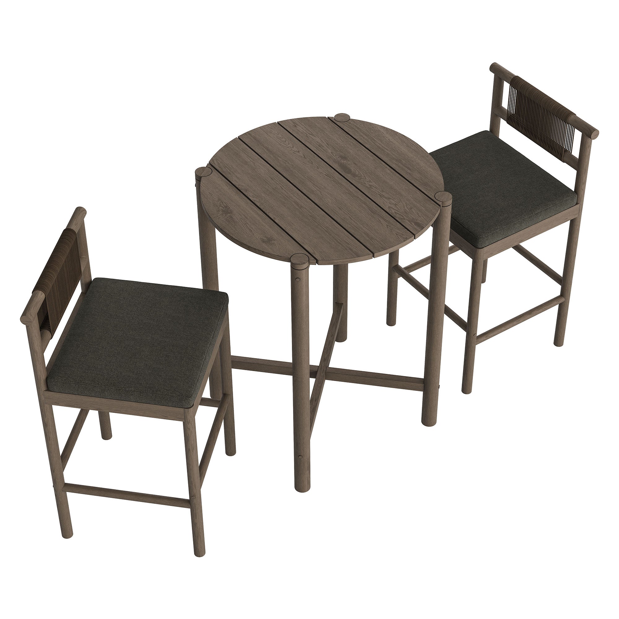 Eleni 3-Piece Outdoor Teak Wood Bar Set - Image 7