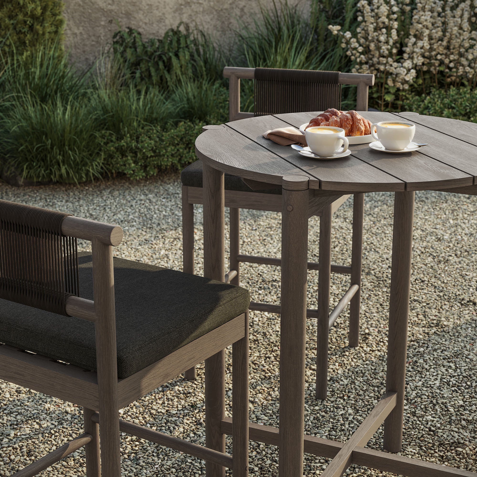 Eleni 3-Piece Outdoor Teak Wood Bar Set - Image 6