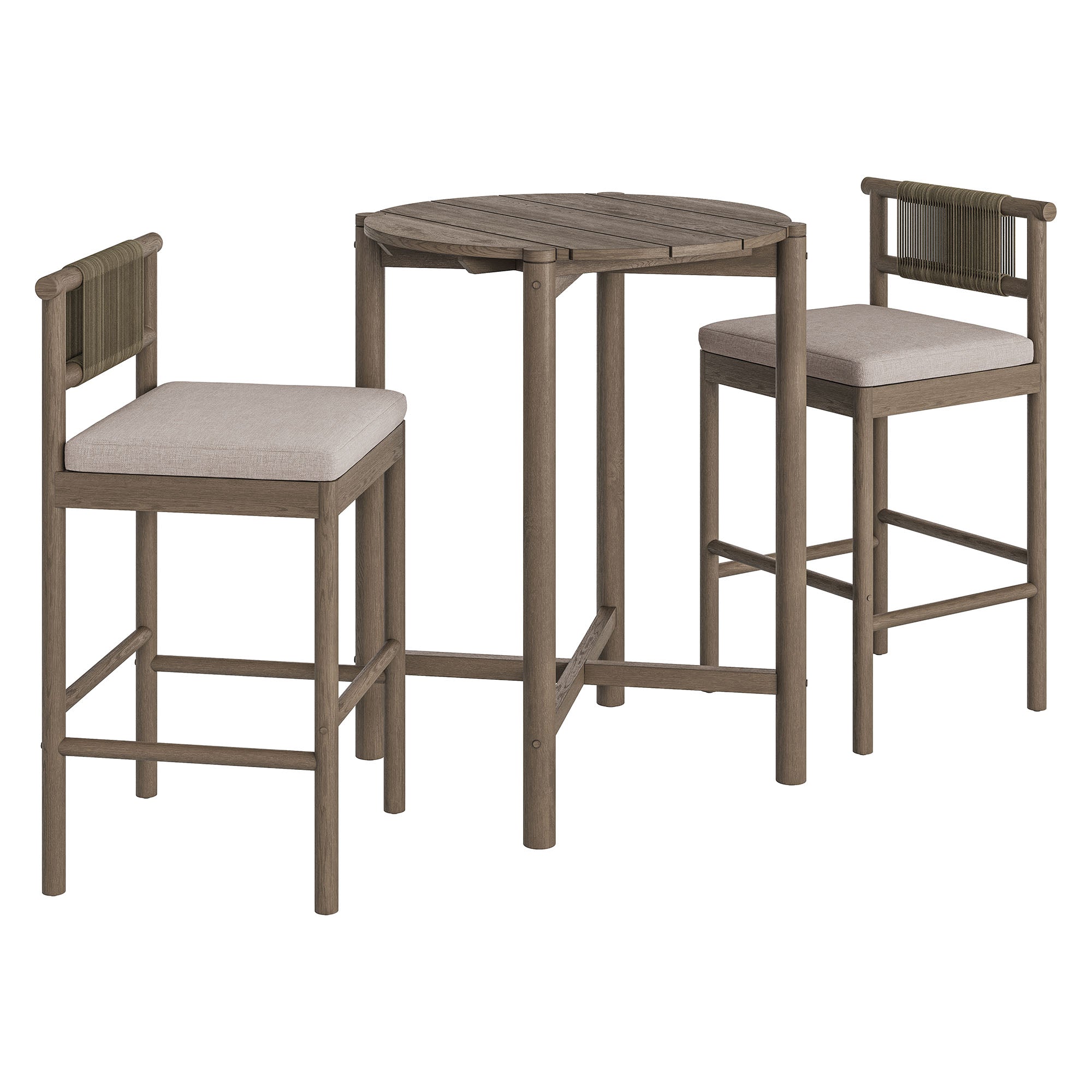 Eleni 3-Piece Outdoor Teak Wood Bar Set - Image 9