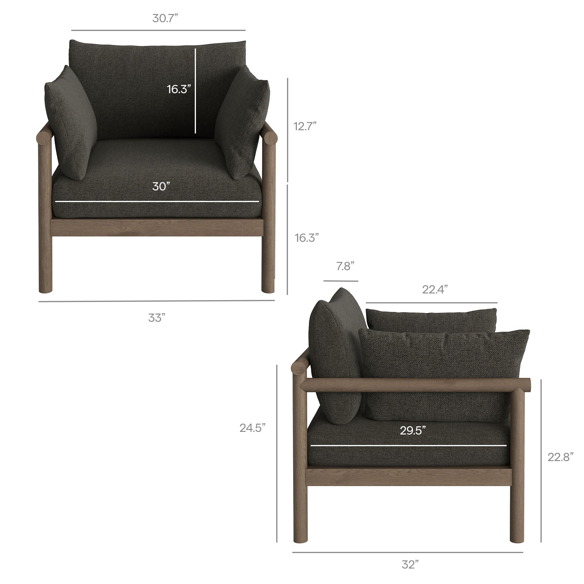 Eleni 2-Piece Outdoor Teak Wood Armchair and Ottoman Set - Image 4