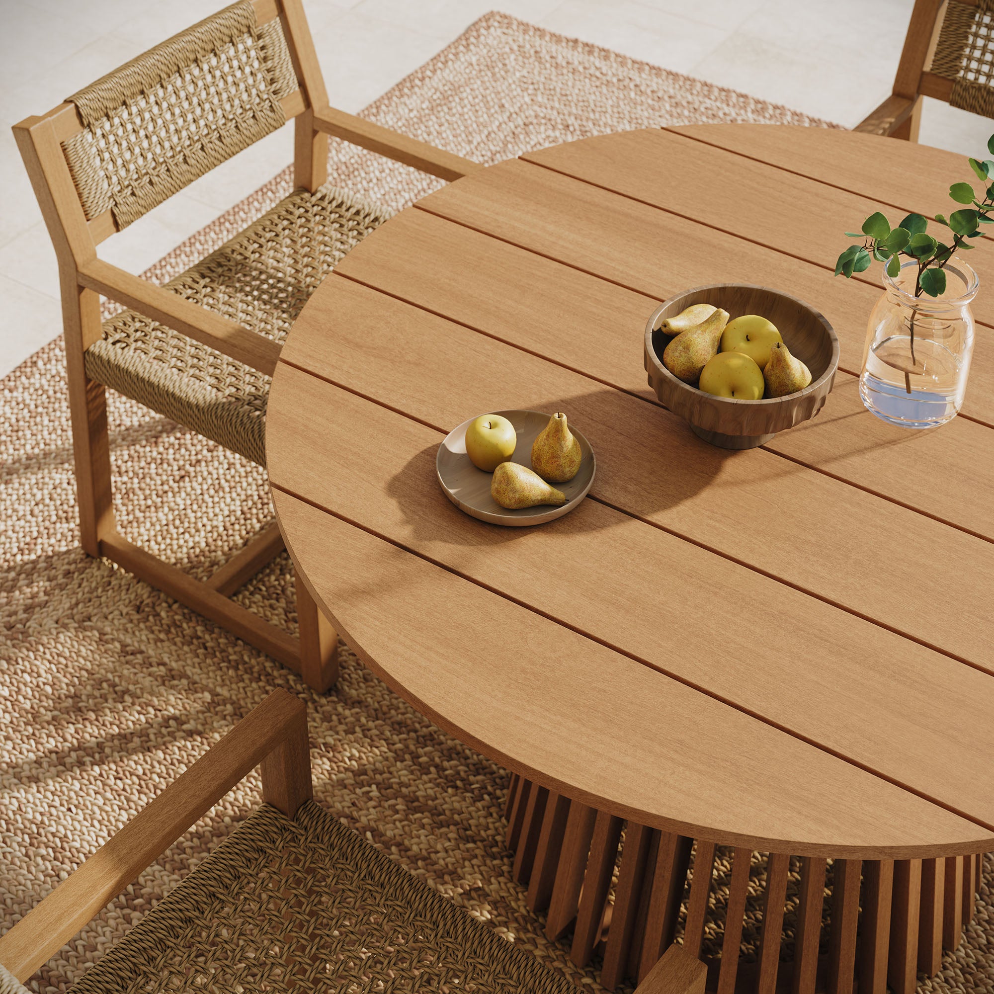 Lane 47 Inch Round Outdoor Teak Wood Dining Table - Image 5