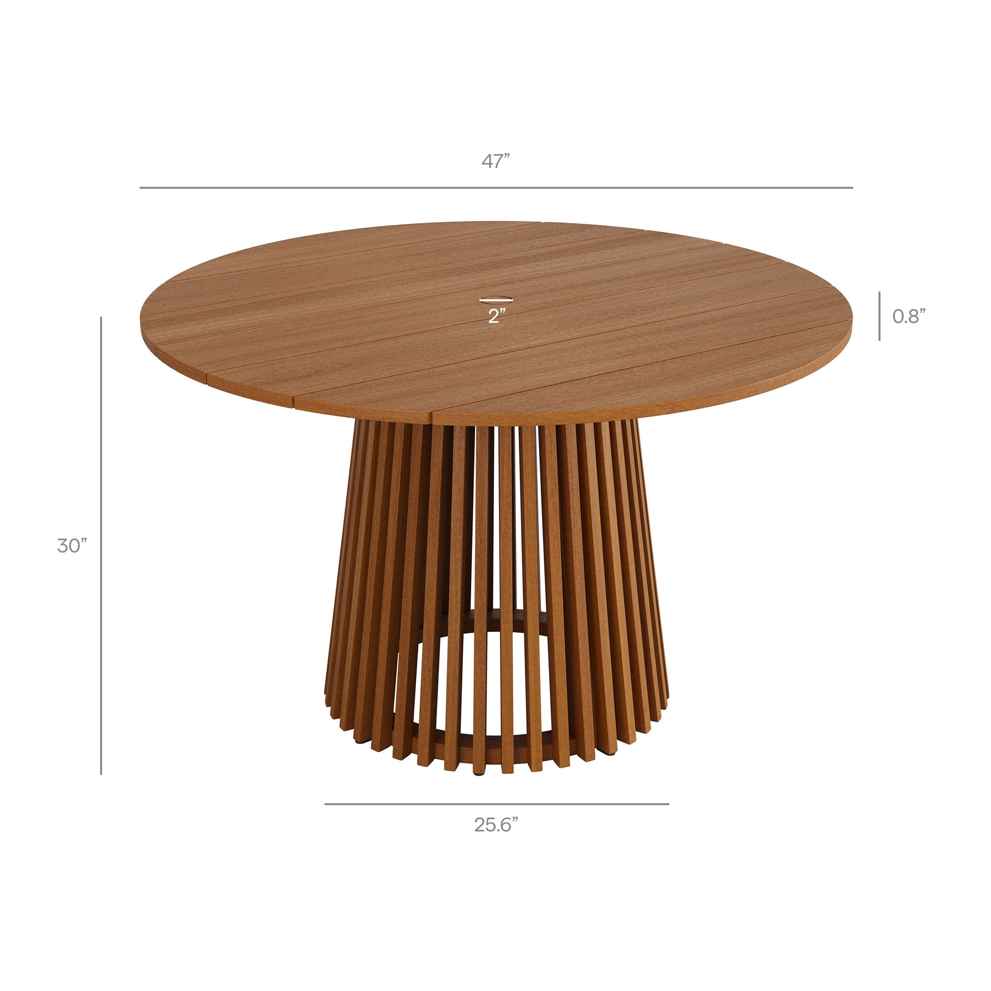 Lane 47 Inch Round Outdoor Teak Wood Dining Table - Image 4
