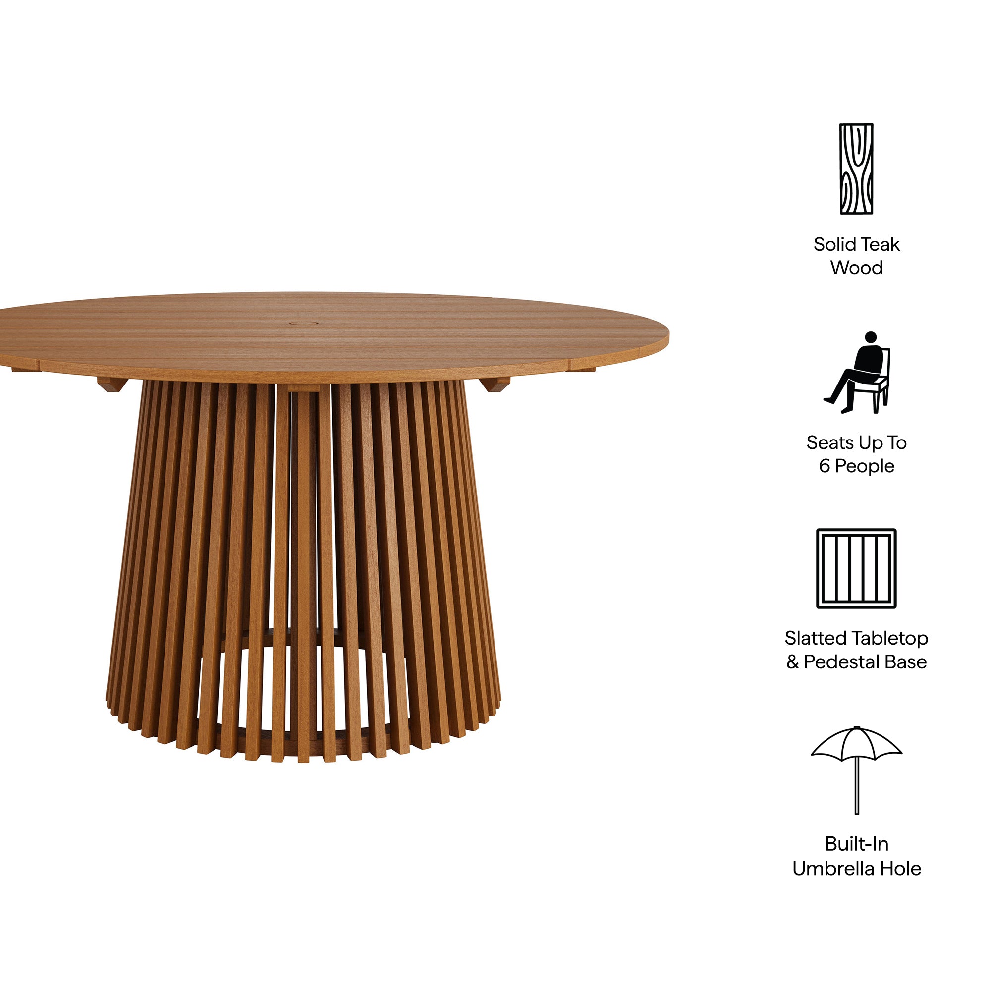 Lane 55 Inch Round Outdoor Teak Wood Dining Table - Image 3