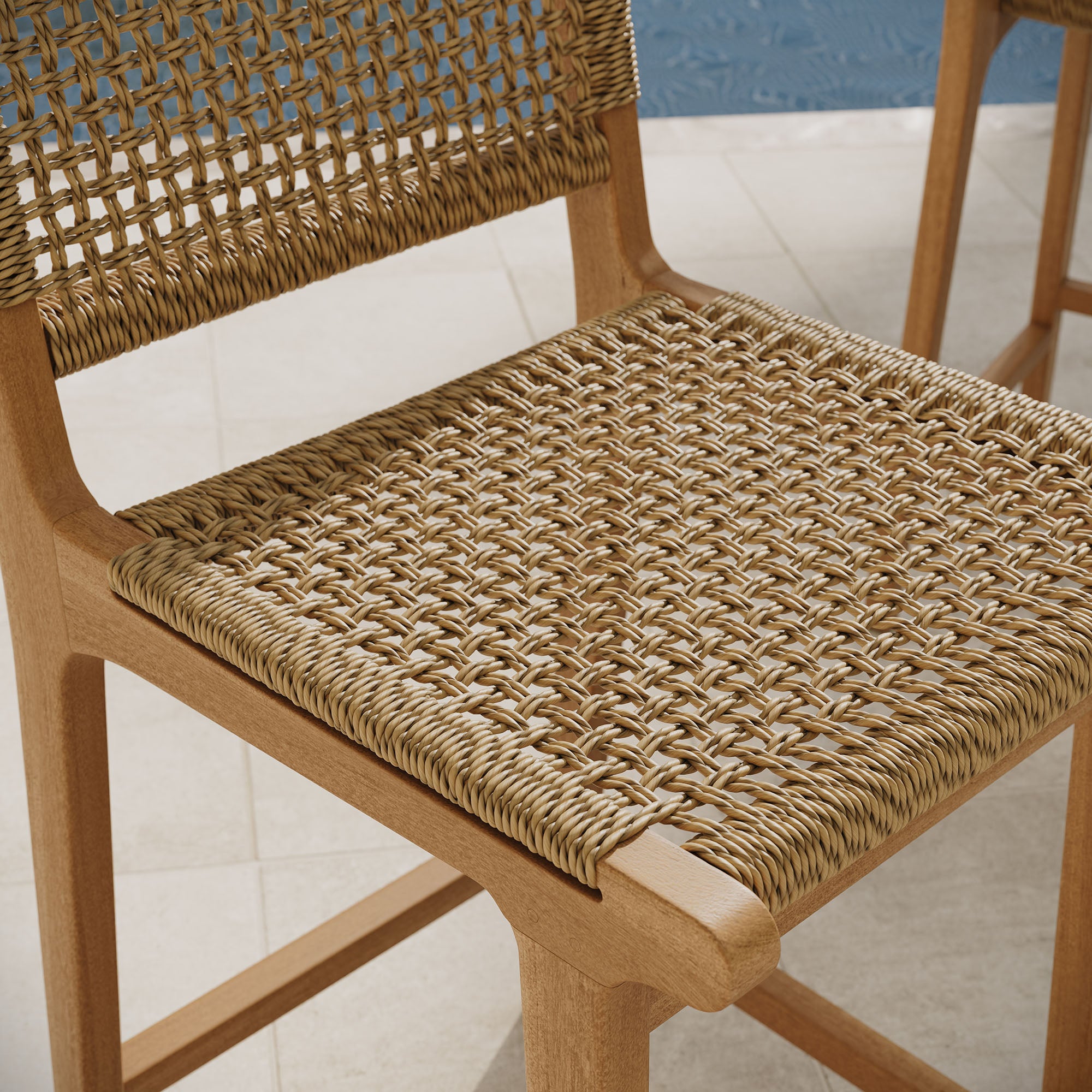 Rowe Outdoor Teak Wood Counter Chairs Set of 2 - Image 5