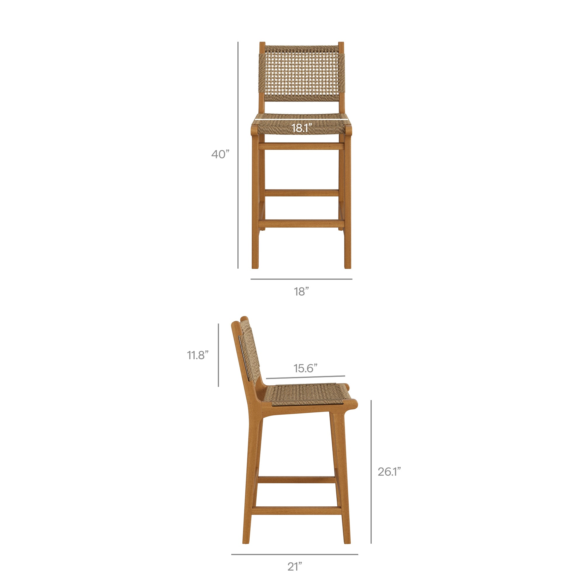 Rowe Outdoor Teak Wood Counter Chairs Set of 2 - Image 4