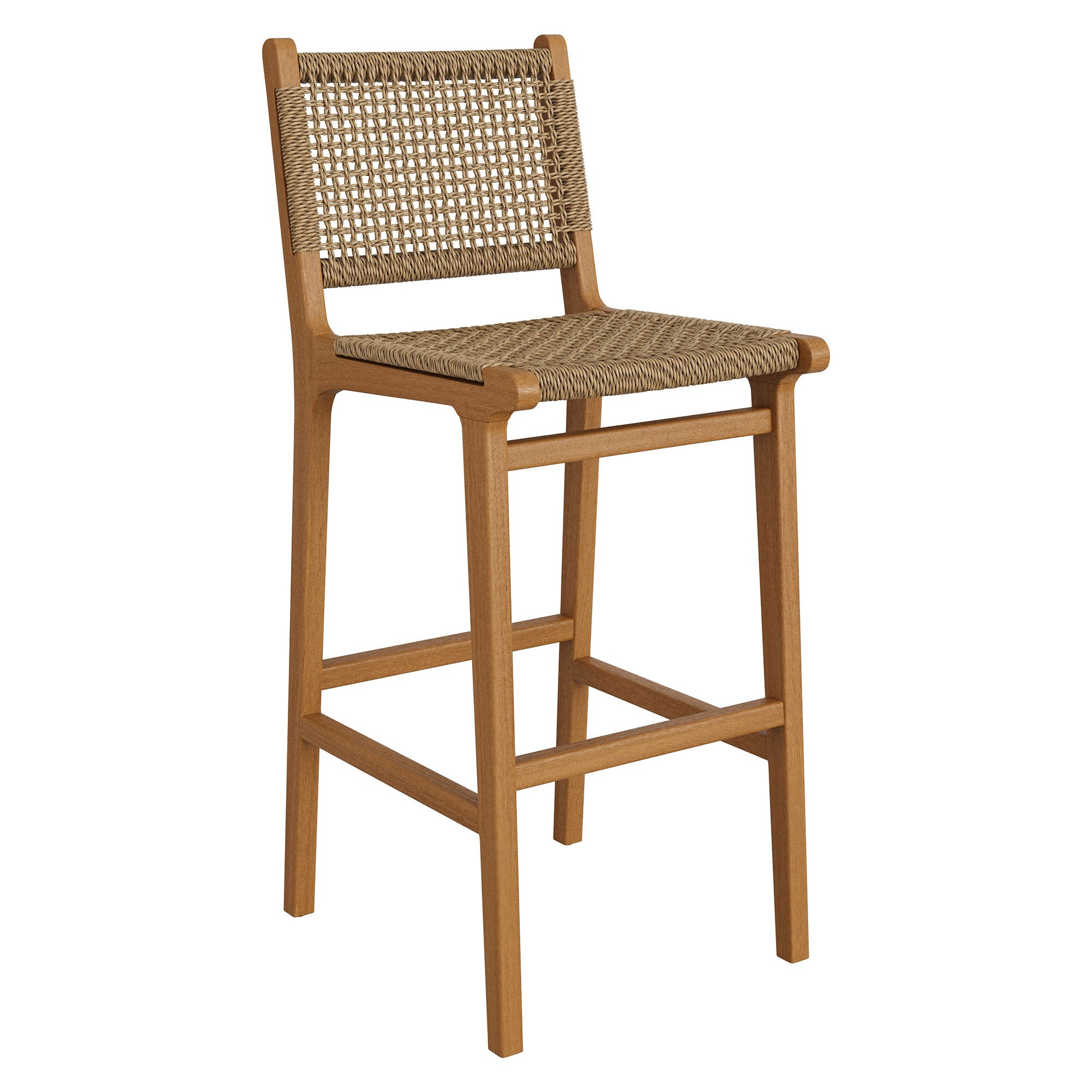 Rowe Outdoor Teak Wood Bar Chairs Set of 2 - Image 6