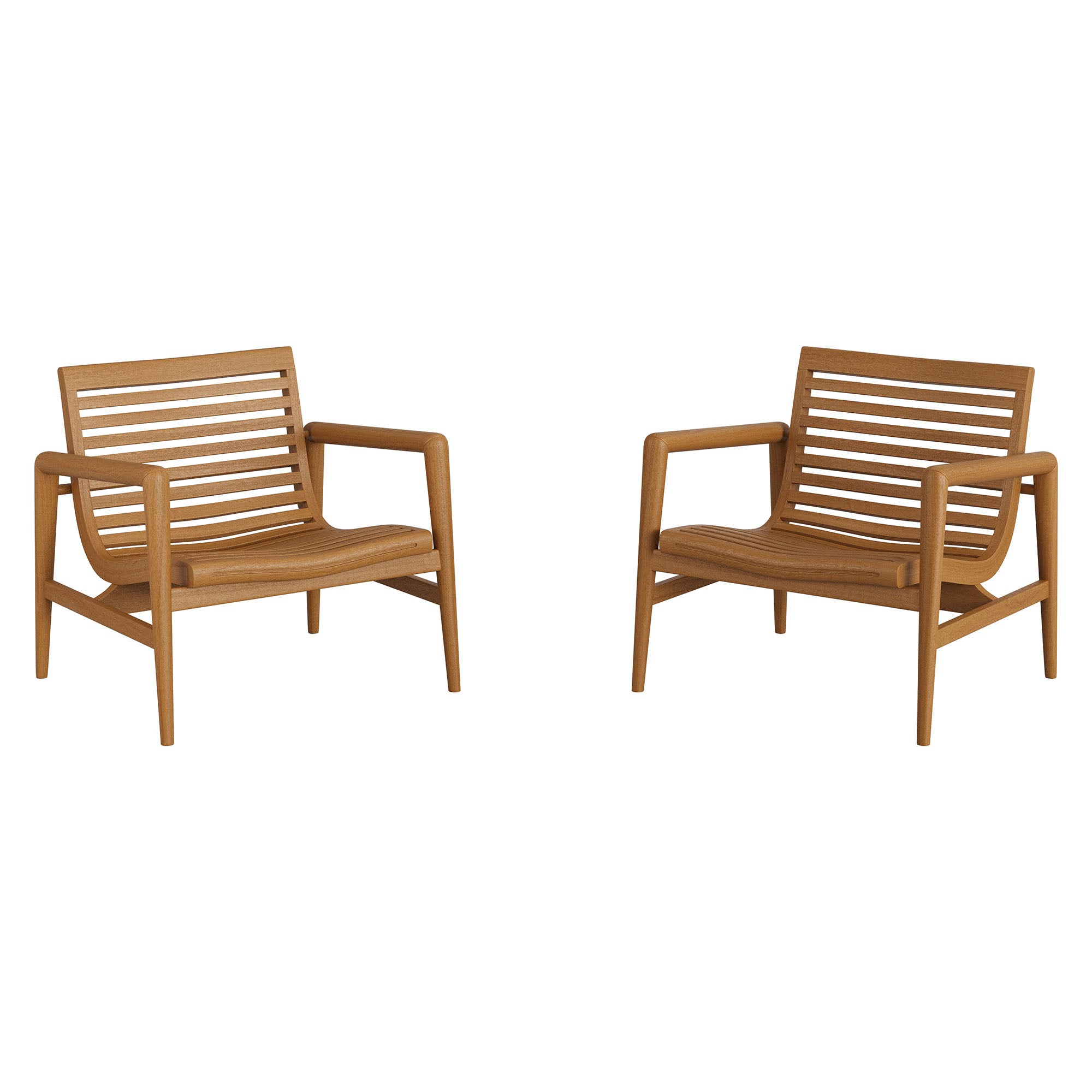 Hayden Outdoor Teak Wood Armchairs Set of 2