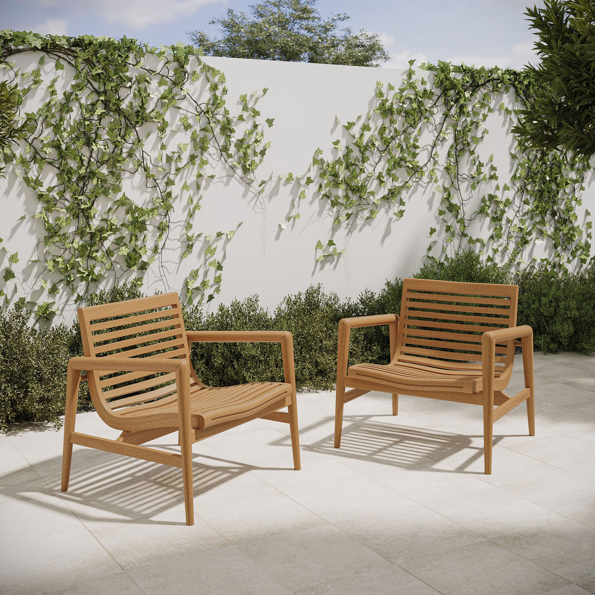 Hayden Outdoor Teak Wood Armchairs Set of 2 - Image 2