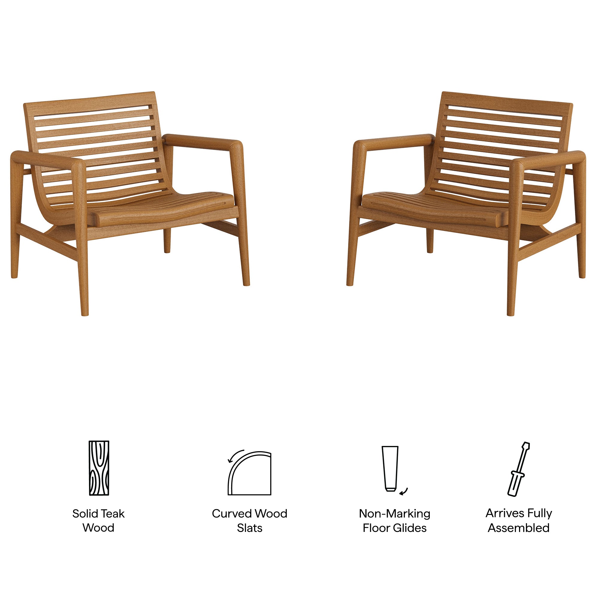 Hayden Outdoor Teak Wood Armchairs Set of 2 - Image 3
