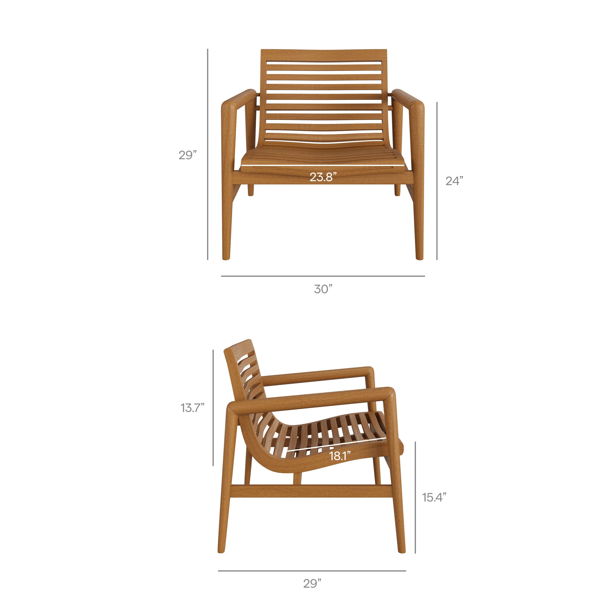 Hayden Outdoor Teak Wood Armchairs Set of 2 - Image 4